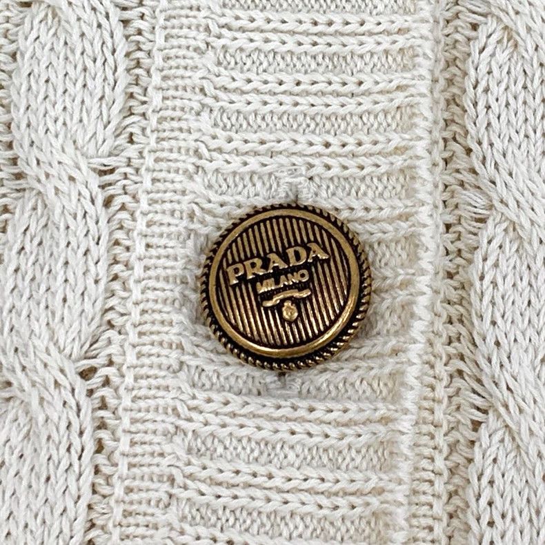 Prada Prada 22 beige knitted twisted cotton knitted cardigan jack Size XS / US 0-2 / IT 36-38 - 5 Thumbnail