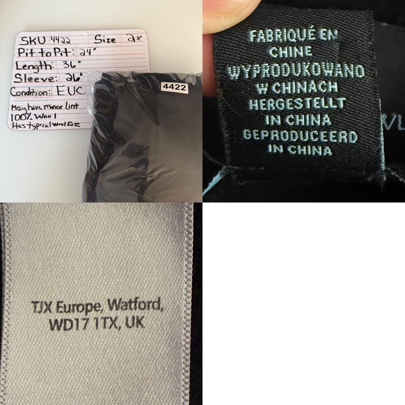 Cynthia Rowley Cynthia Rowley Wool Coat Black 2X Overcoat Veil Funnel Neck Hidden Button Minimalist EUC Womens Size XXL / US 16-18 / IT 52-54 - 8 Thumbnail