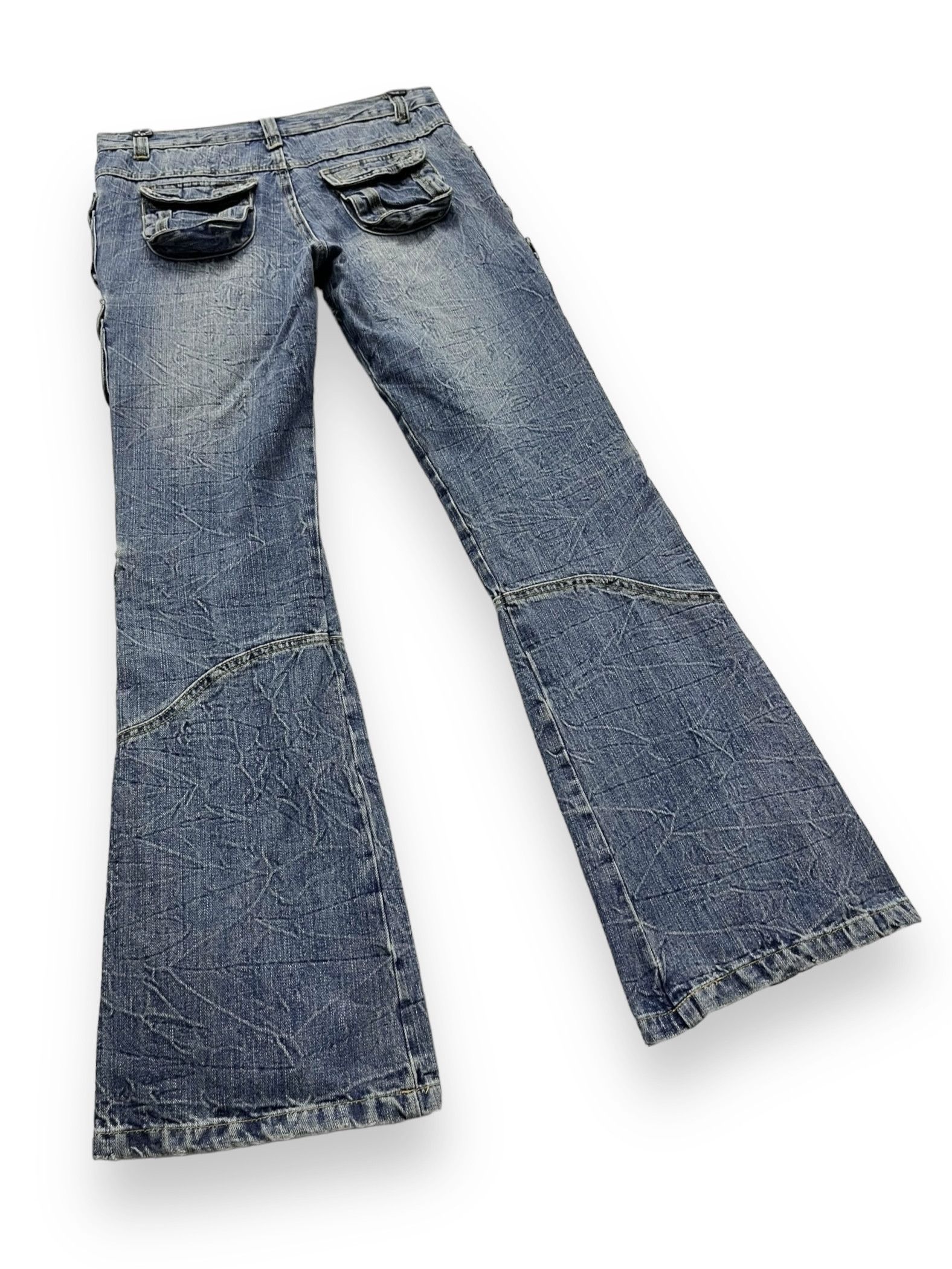 Japanese Brand 🔥FYE🔥Vtg PHILODOX Distressed Denim Punk Multipocket FLARE Size US 30 / EU 46 - 4 Thumbnail