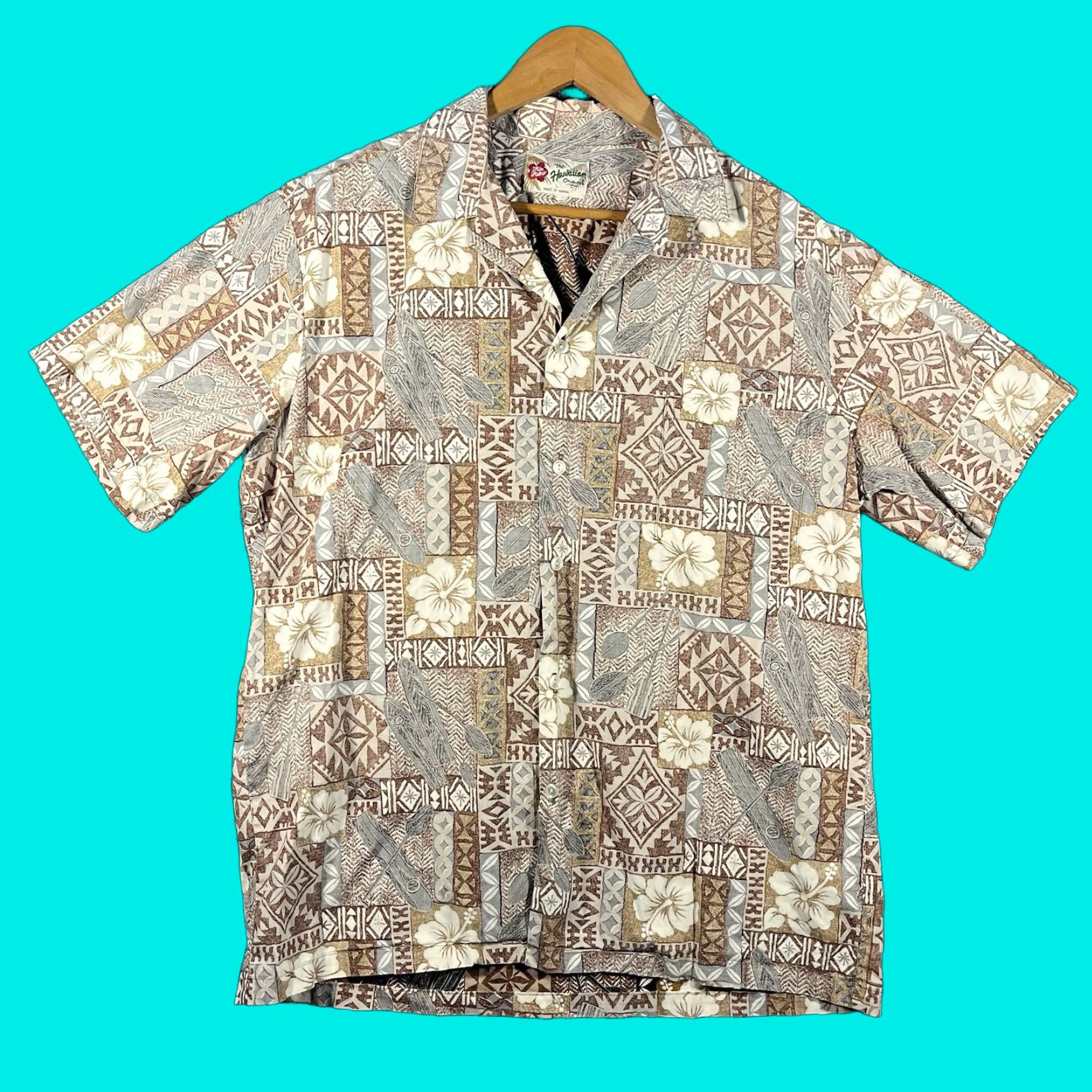 Hilo Hattie VINTAGE Hilo Hattie Hawaiian Shirt Mens L Brown Geometric Pattern Short Sleeve Button-Up Casual Travel Size US L / EU 52-54 / 3 - 1 Thumbnail