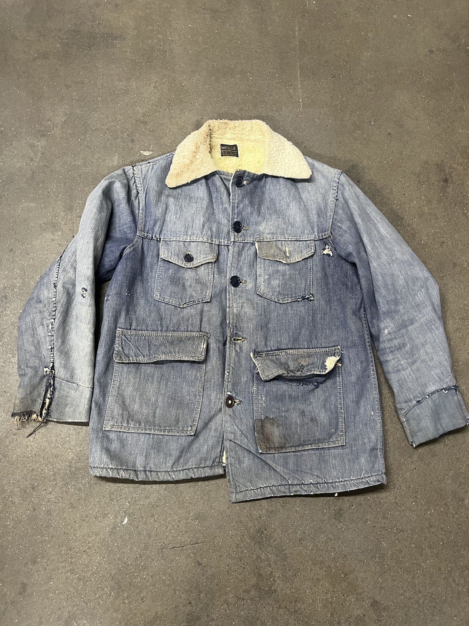 Sears × Vintage Vintage Sears Roebuck 1970s Sherpa Lined Denim Trucker Jacket Distressed and Repaired Size 42 Size US L / EU 52-54 / 3 - 1 Thumbnail