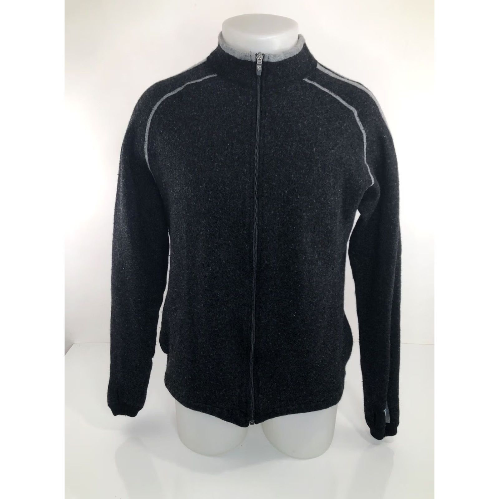 Vintage KUHL Sweater Jacket 100% Merino Wool Full Zip Mens M Black / Gray Thub holes Size US M / EU 48-50 / 2 - 2 Thumbnail