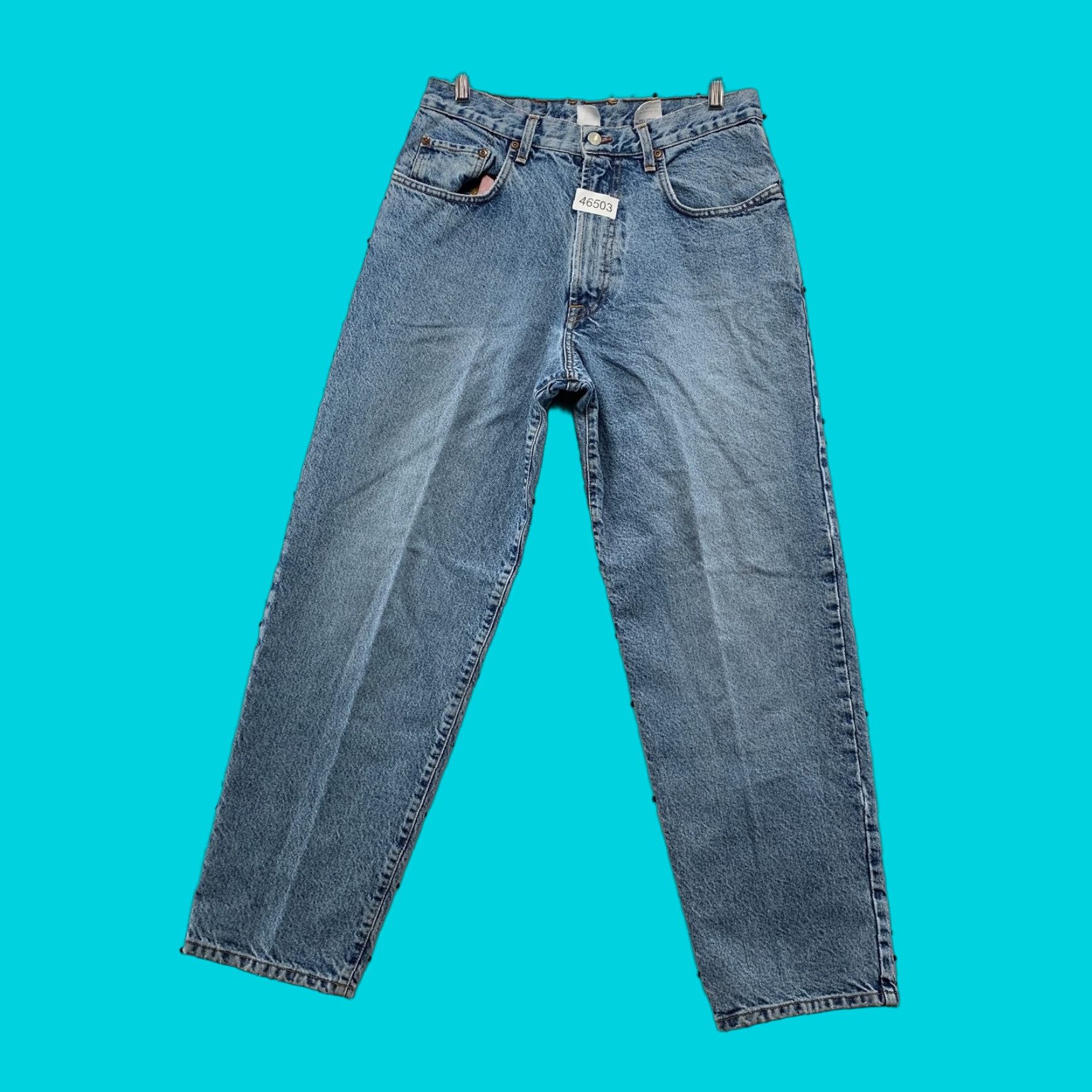 Lucky Brand VINTAGE Lucky Brand Jeans Men 30x29 Baggy Straight 8 Dungaree USA Blue Cotton Denim 5-Pocket Men’s Jeans Size US 30 / EU 46 - 1 Thumbnail