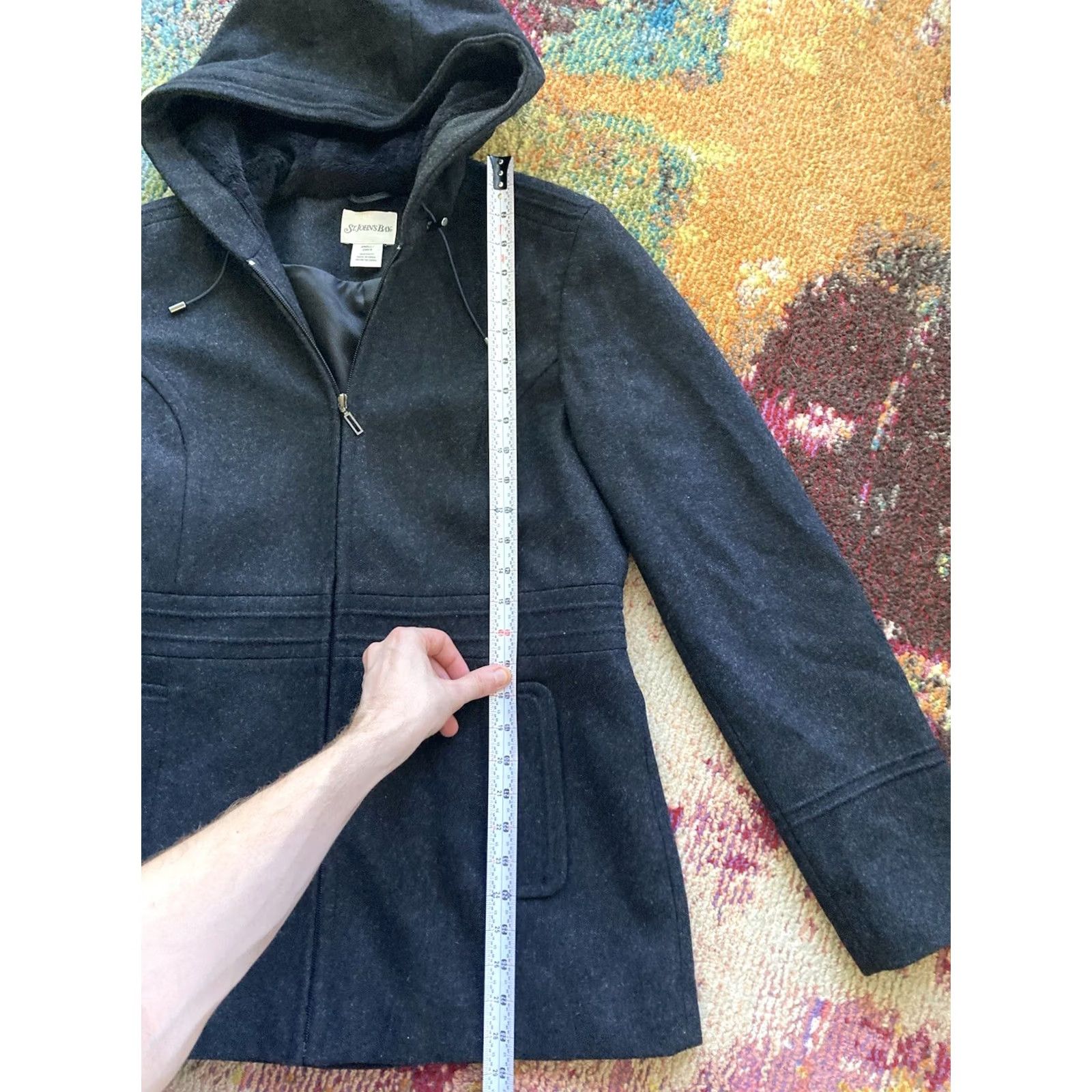 Vintage VINTAGE St. John's Bay Coat Womens Small Wool Hooded Jacket Black Size S / US 4 / IT 40 - 7 Thumbnail