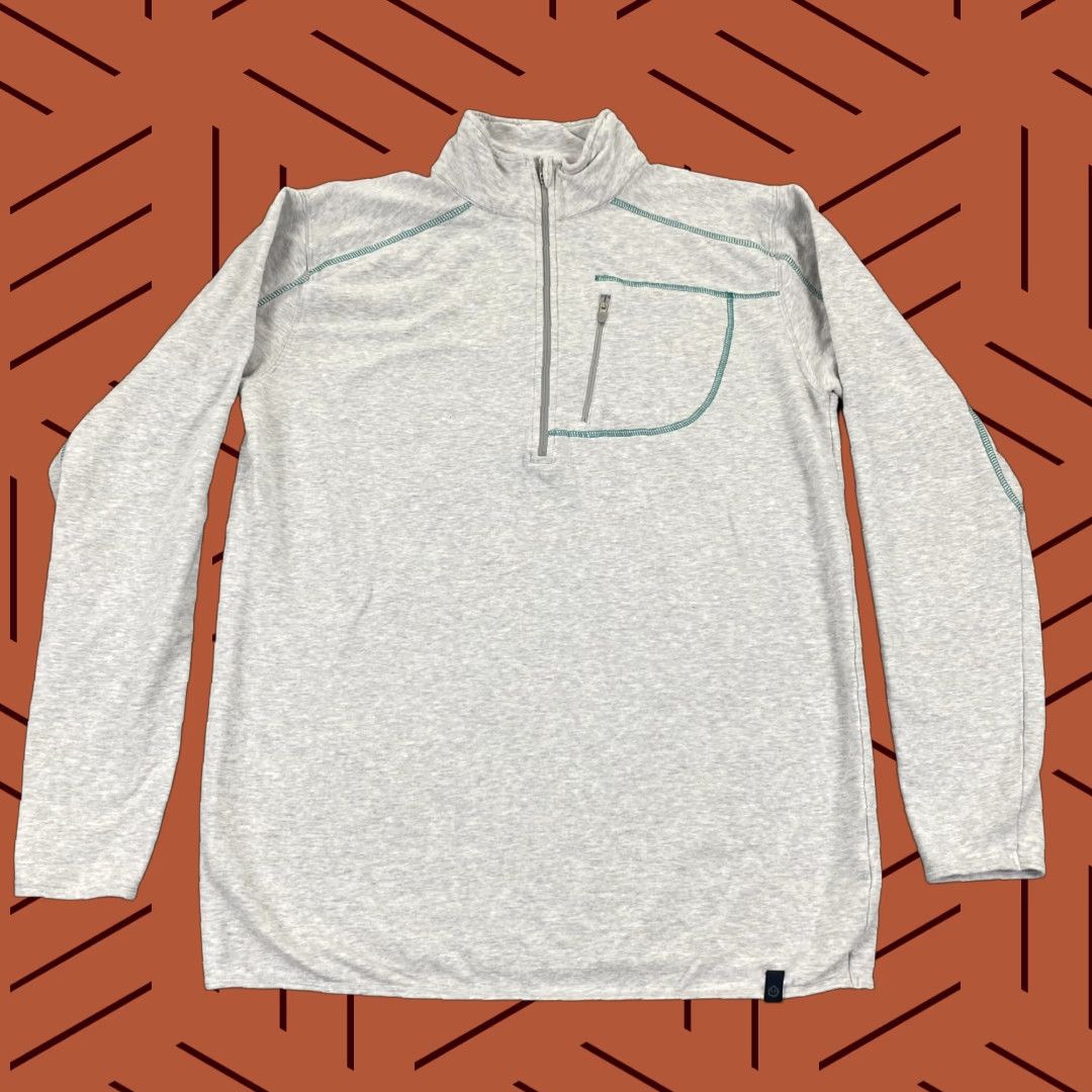 Vintage tasc Performance Sweater Mens Large Heather Gray 1/2 Zip Bamboo Pocket Size US L / EU 52-54 / 3 - 1 Thumbnail