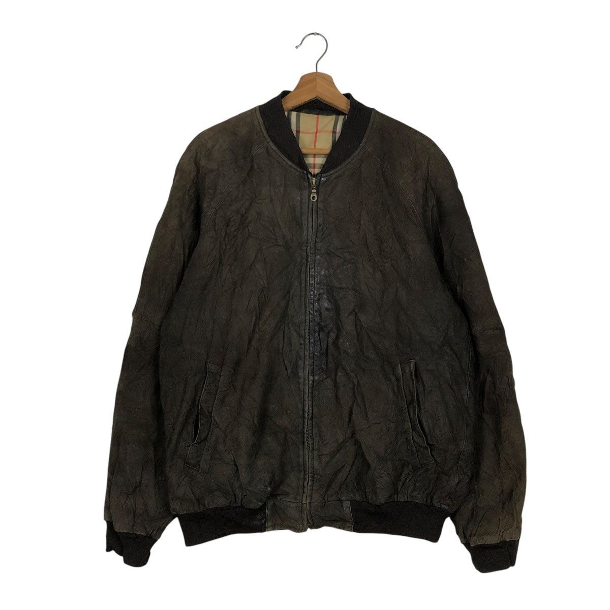 Burberry 🔥VINTAGE LEATHER JACKET BURBERRY LONDON NOVA CHECK BLANKET Size US M / EU 48-50 / 2 - 4 Thumbnail