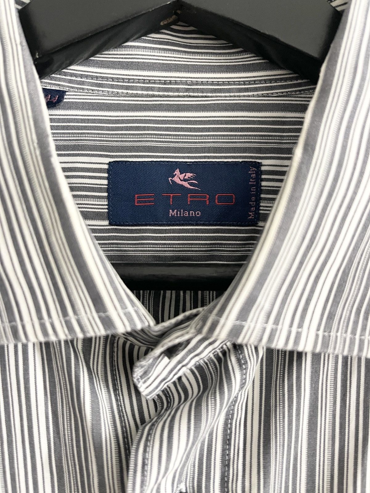 Etro STEAL! Vintage Etro Grey Stripe Shirt Size 44R - 5 Thumbnail