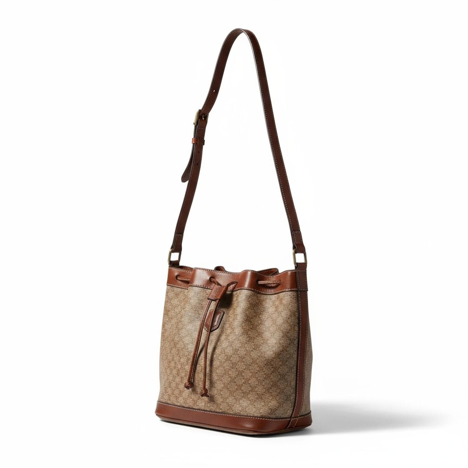 Celine Celine - Vintage Drawstring Shoulder Bag in Brown Monogram Size ONE SIZE - 1 Thumbnail