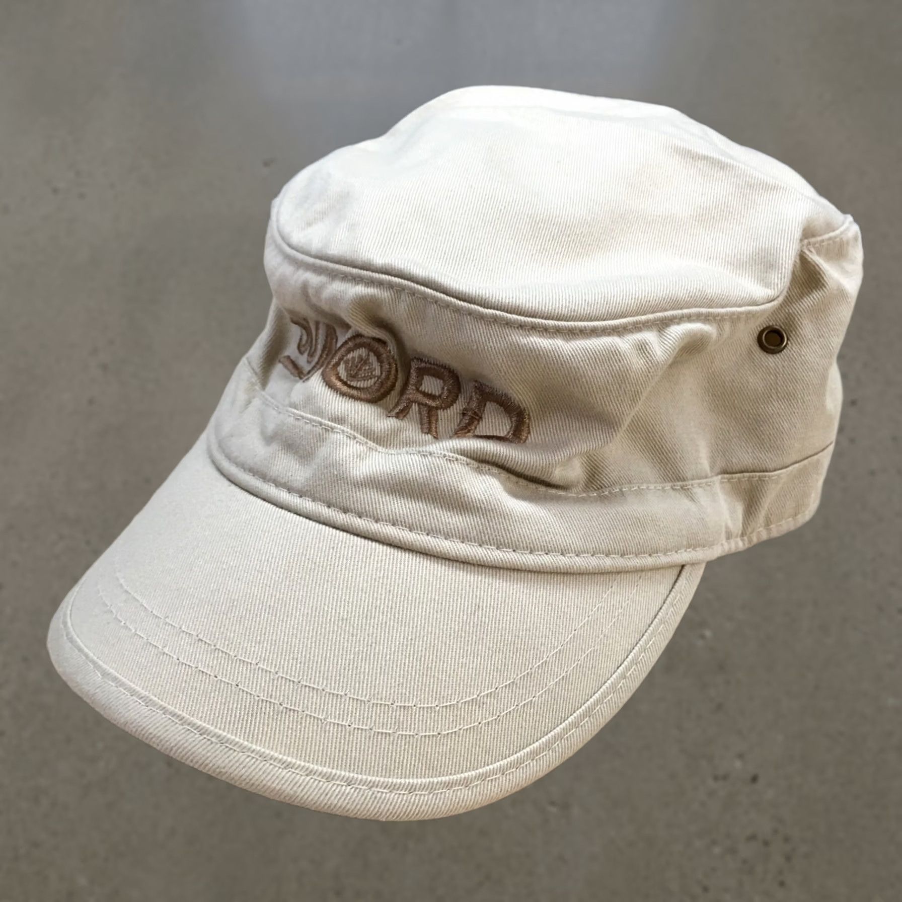 Vintage Cadet Cap Hat Mens One Size Beige Organic Cotton Adjustable Embroidered Hat Size ONE SIZE - 1 Thumbnail