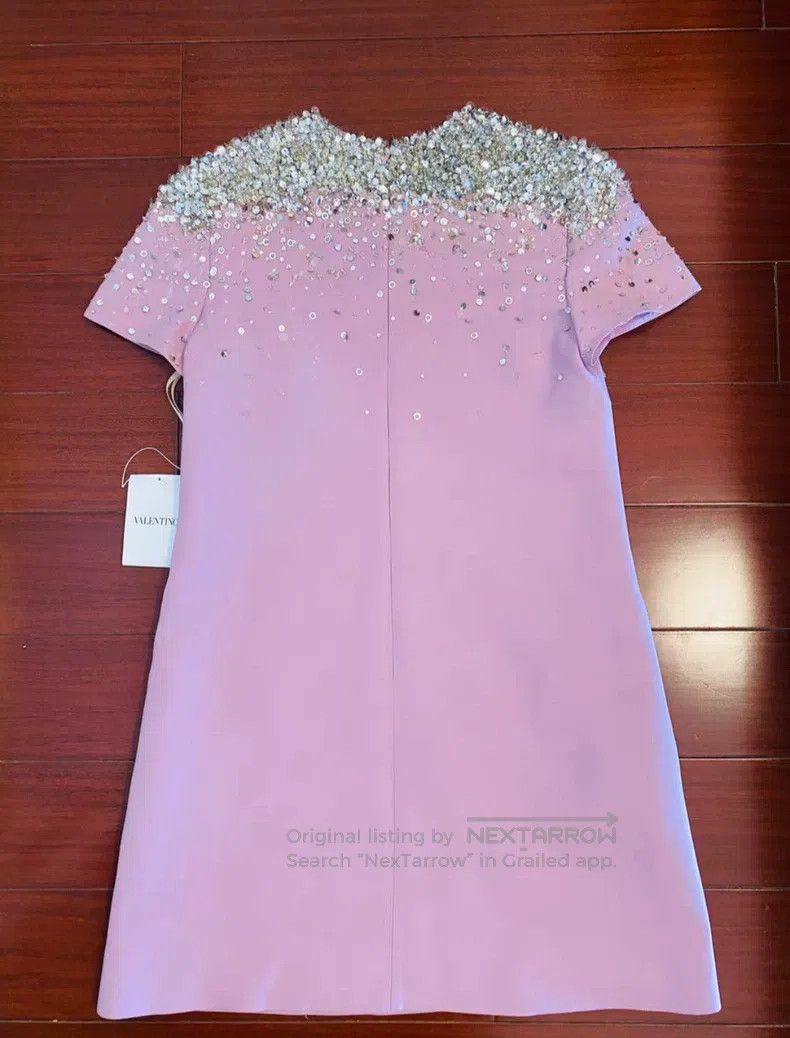 Valentino Valentino Heavy work sewn beaded wool mulberry silk dress Size M / US 6-8 / IT 42-44 - 2 Thumbnail