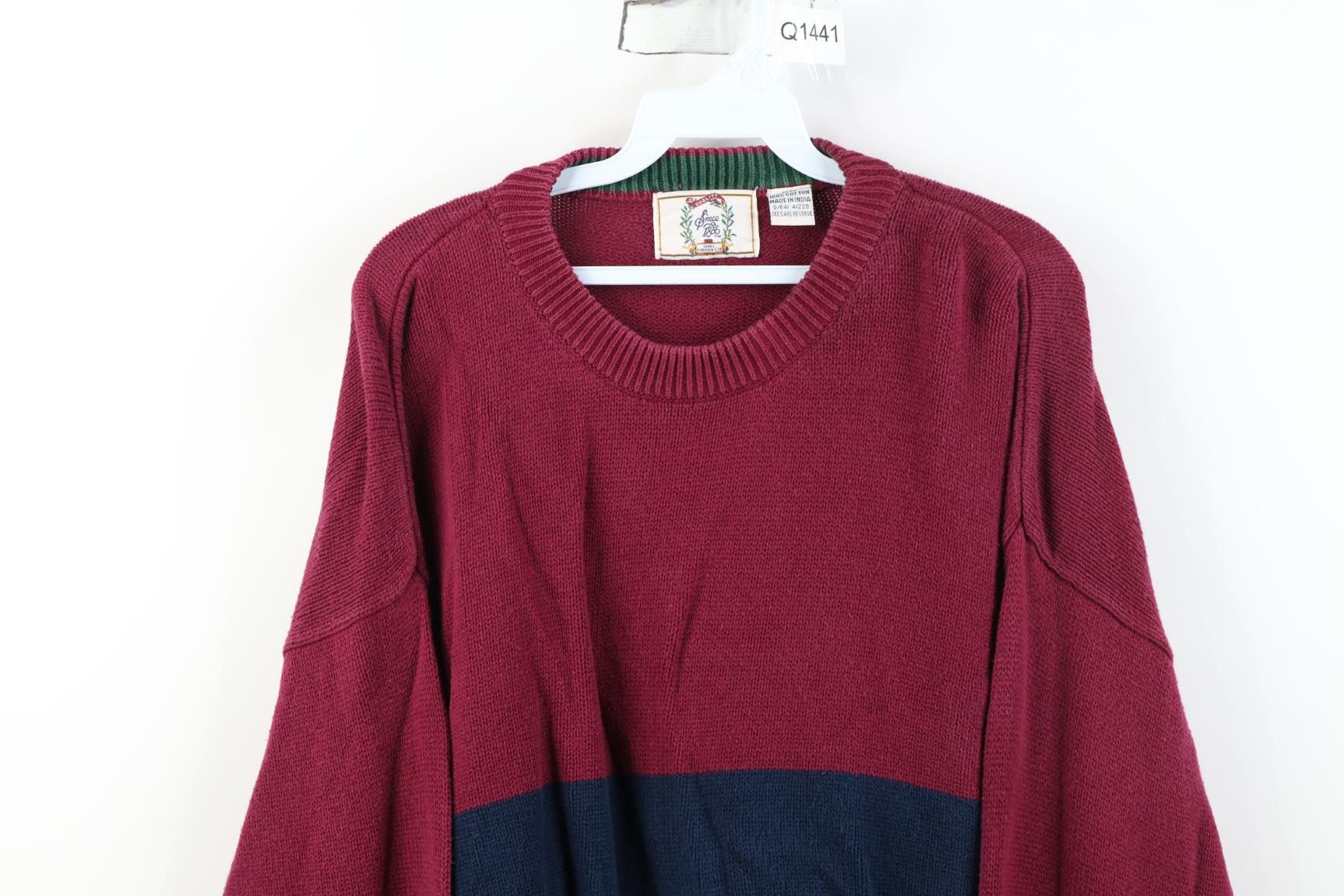 Vintage Vintage 90s Streetwear Block Cotton Knit Crewneck Sweater Size US XL / EU 56 / 4 - 2 Thumbnail