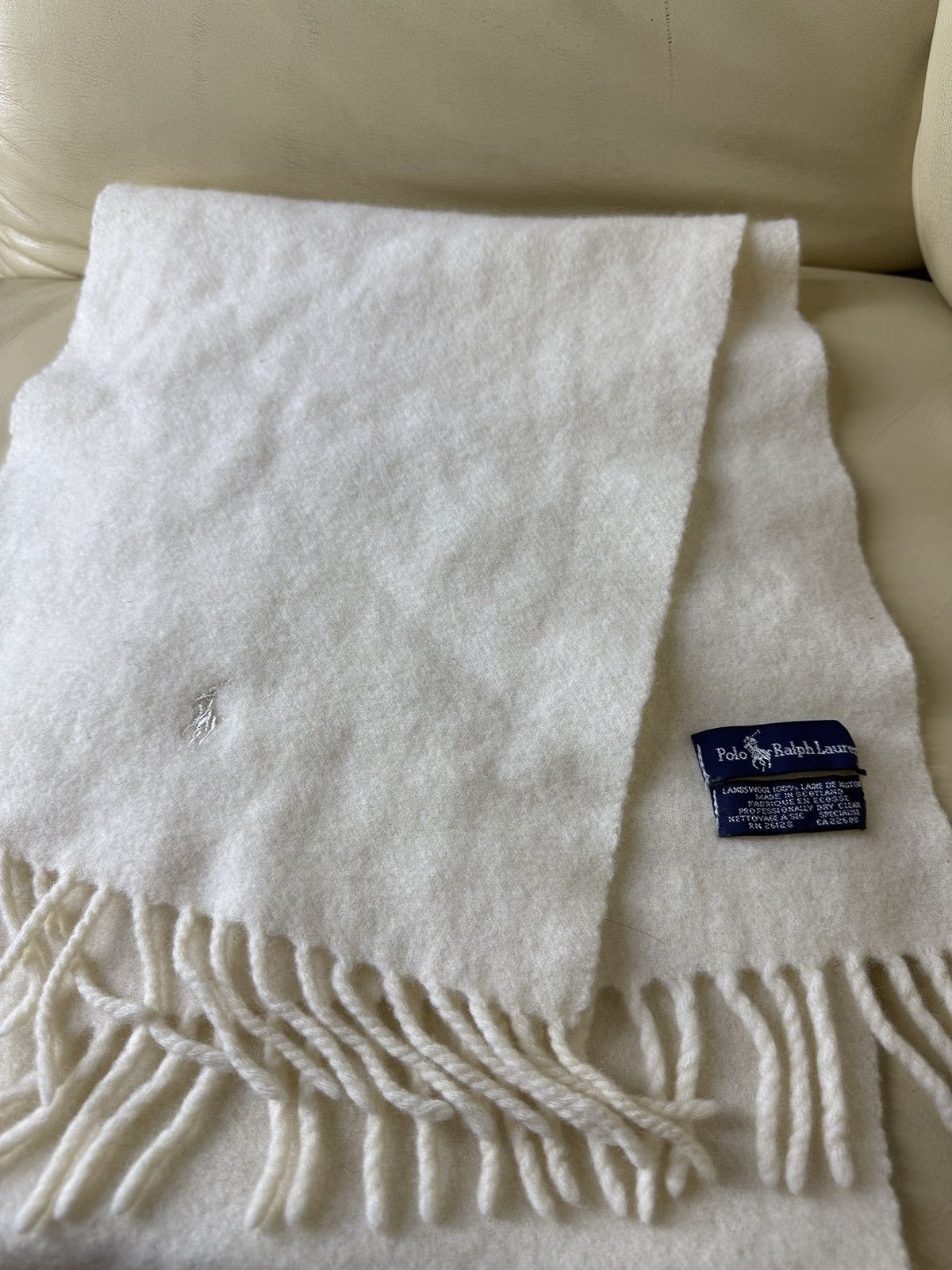 Polo Ralph Lauren Vintage Polo Ralph Lauren Wool Scarf Muffer white beige Size ONE SIZE - 3 Thumbnail