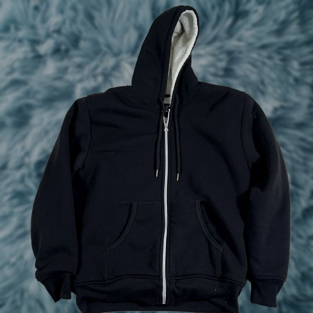 Vintage Galaxy By Harvic Men's Hooded Zip Up Jacket Sherpa Lined Blue Medium Size US M / EU 48-50 / 2 - 1 Thumbnail