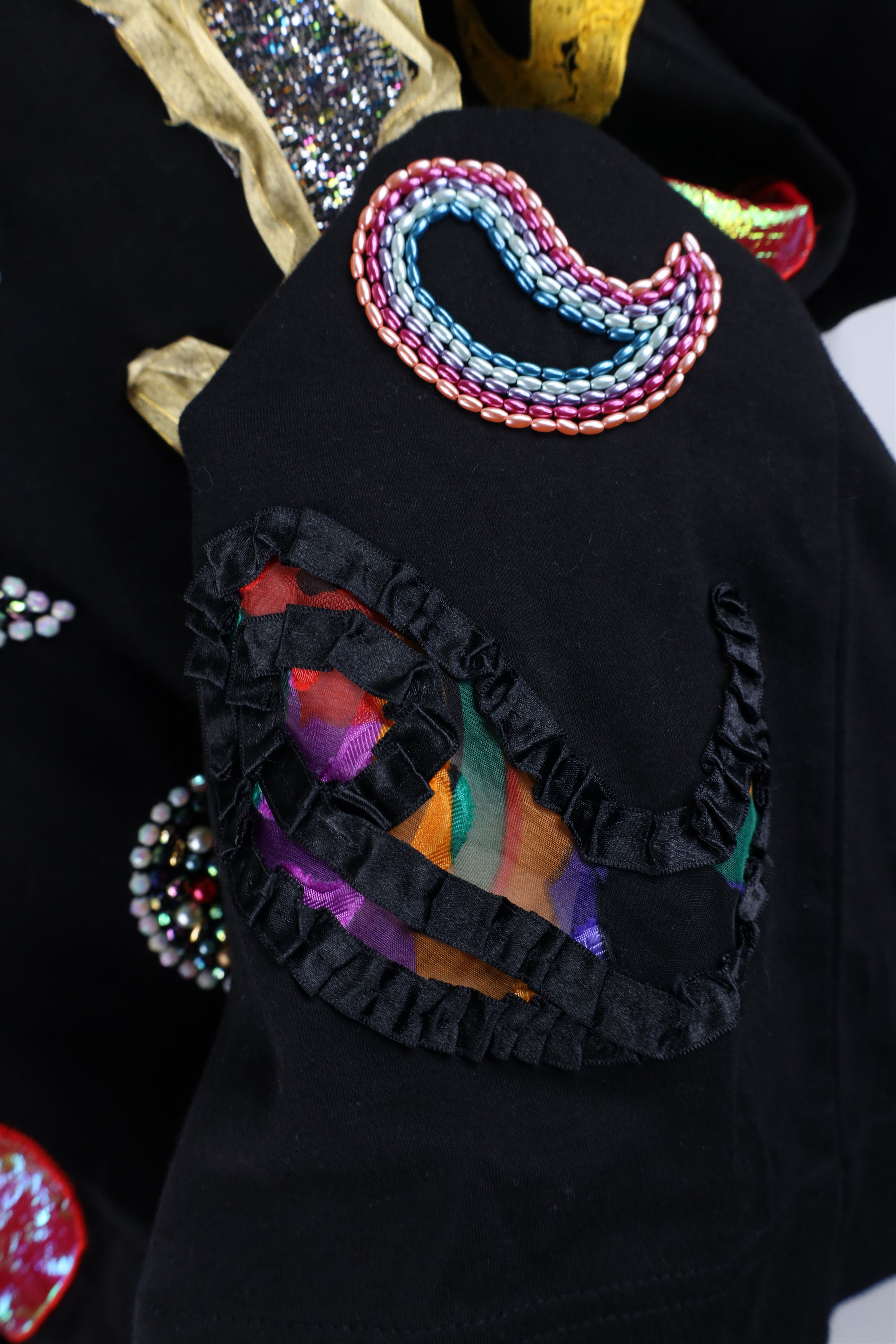 Vintage Vintage 90s Streetwear Patchwork Beaded Short Sleeve T-Shirt Size XL / US 12-14 / IT 48-50 - 10 Thumbnail