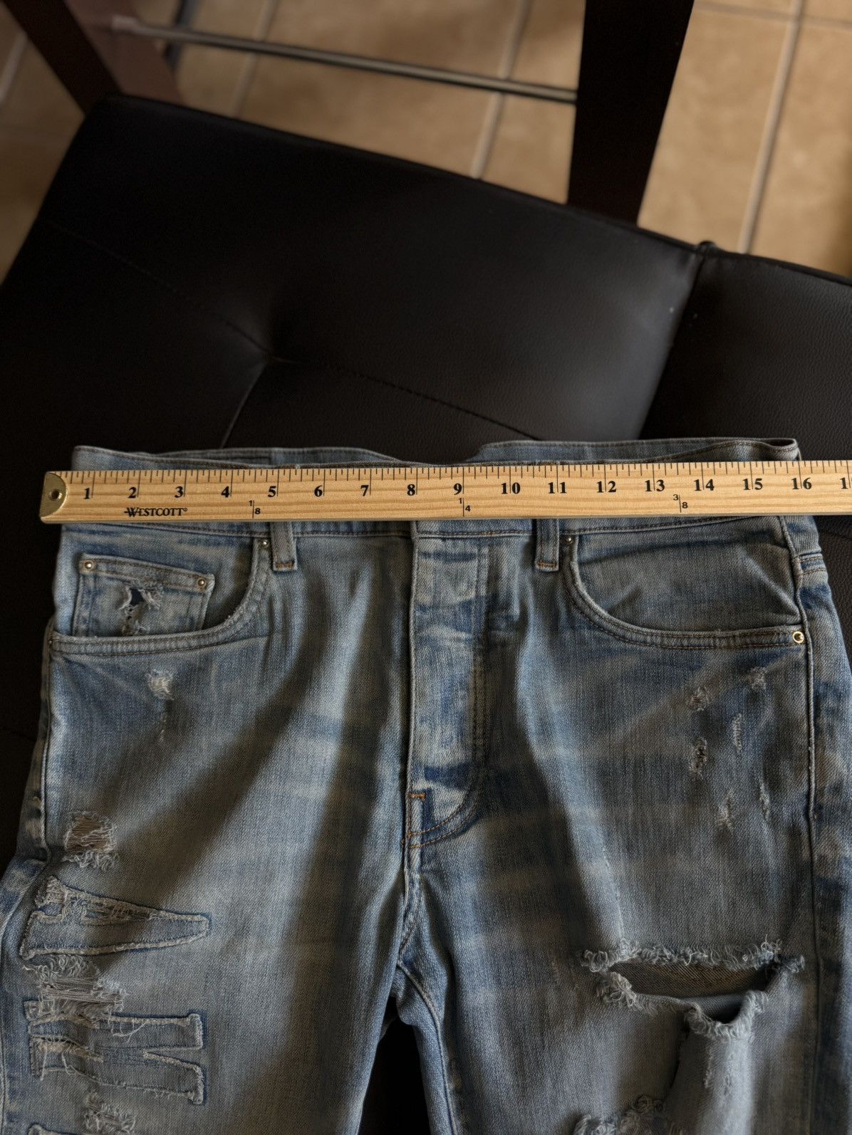 Amiri Amiri Distressed Blue Jeans Size 32 Size US 32 / EU 48 - 16 Thumbnail