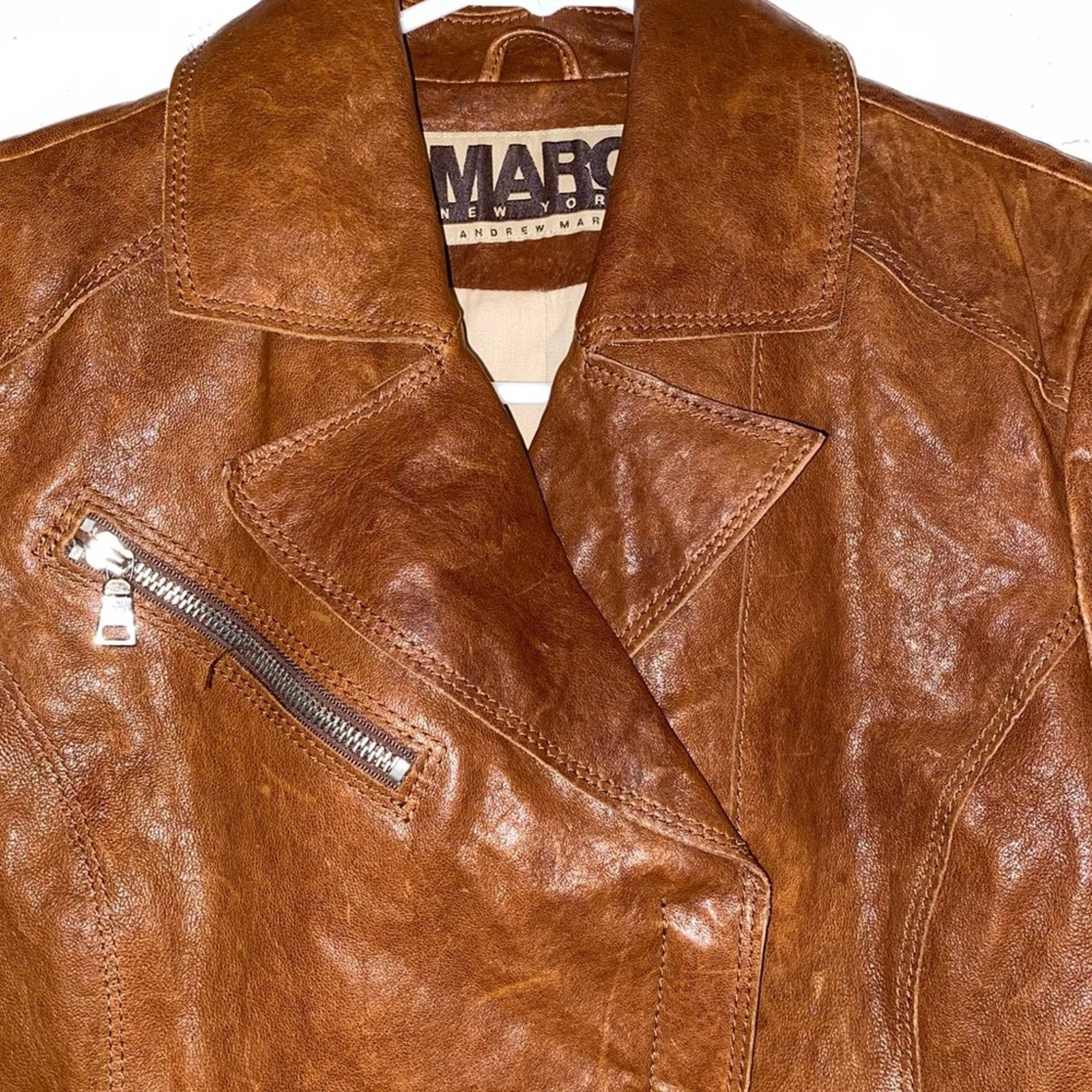 Andrew Marc Andrew Marc NY $450 Leather Cocoa Brown Biker Jacket S Size S / US 4 / IT 40 - 5 Thumbnail