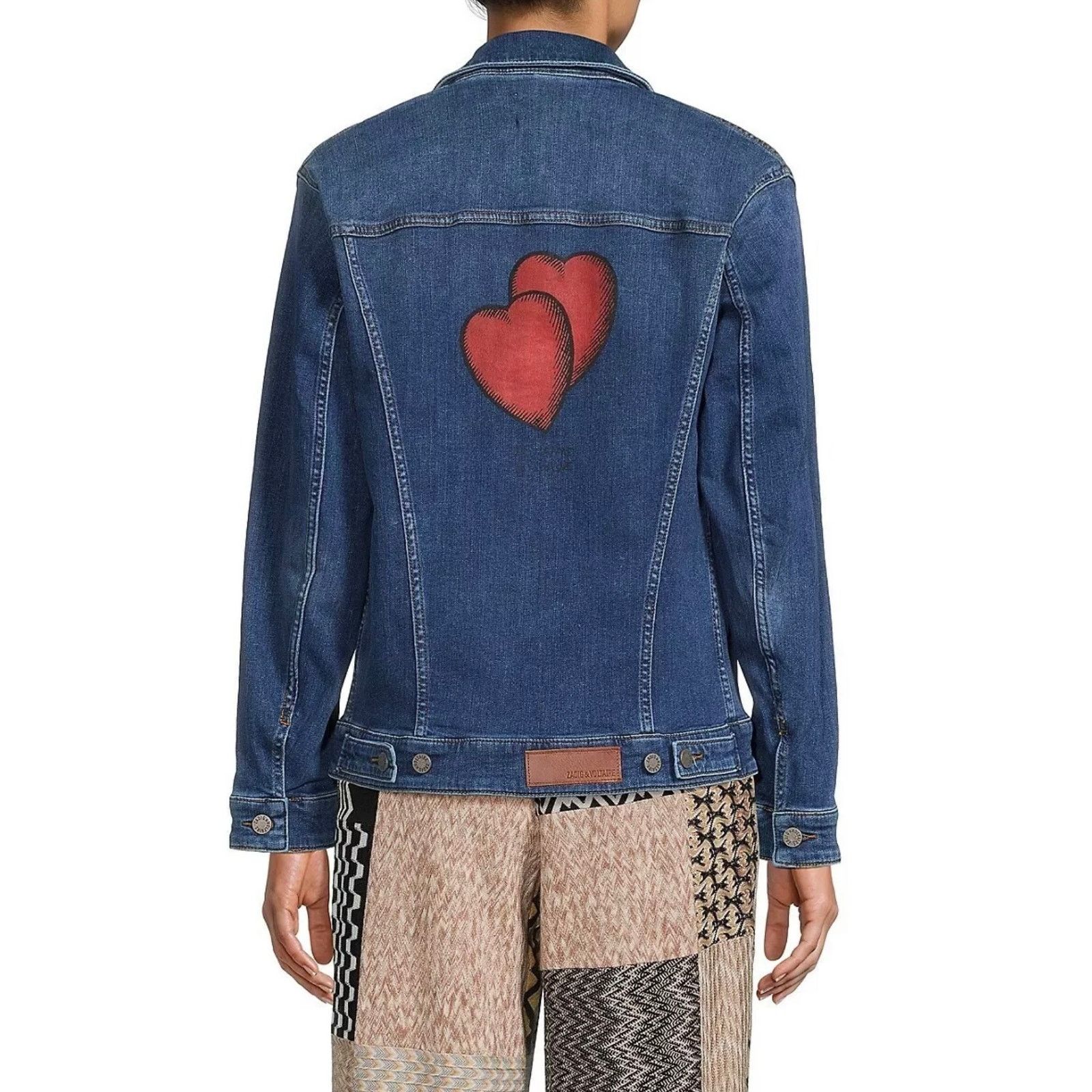 Zadig & Voltaire Zadig & Voltaire Kase Denim Heart Jacket in Dark Blue Small Size S / US 4 / IT 40 - 8 Thumbnail