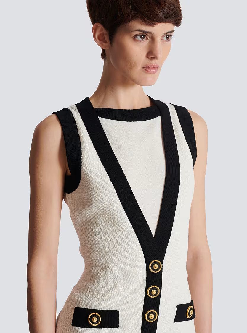 Balmain o1s1wg111225 Woven Mini Dress in White Size XL / US 12-14 / IT 48-50 - 7 Thumbnail