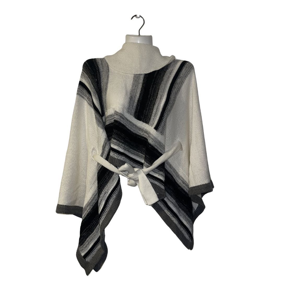 Other New York & Company Turtleneck Tie Front Poncho Bohemian Chic Size L / US 10 / IT 46 - 1 Thumbnail