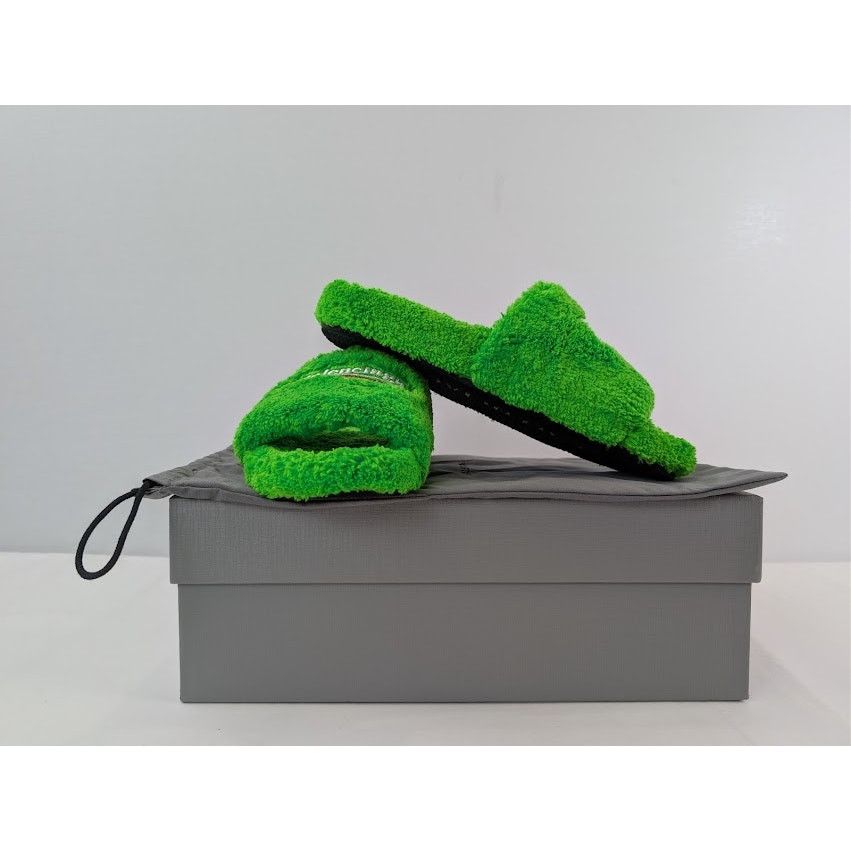 Balenciaga o1rshd1 Furry Political Campaign Slide Sandal in Apple Green Size US 9 / EU 42 - 20 Thumbnail