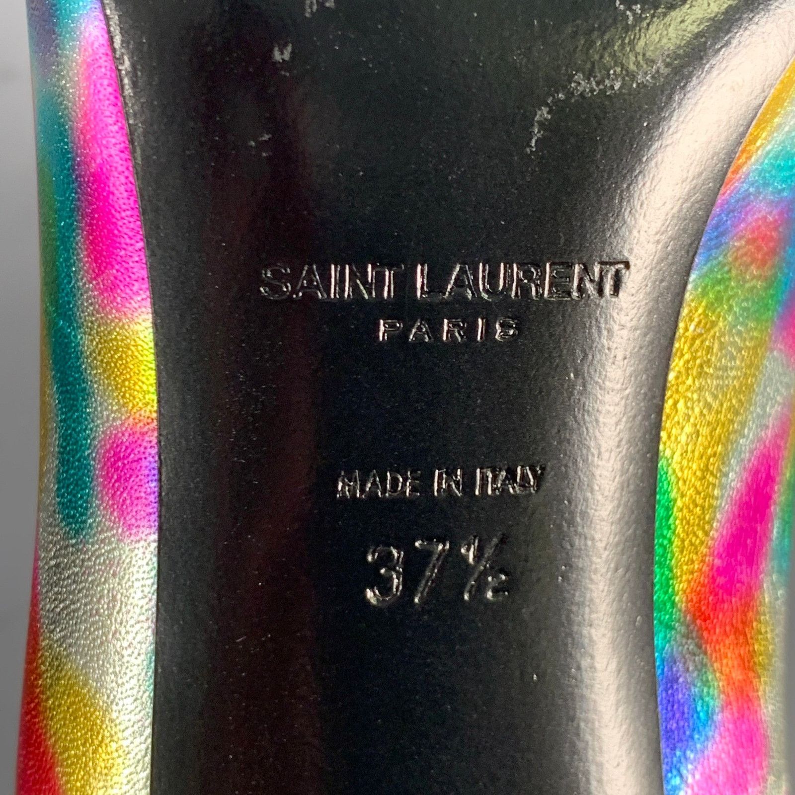 Saint Laurent Paris SAINT LAURENT Silver Multi Color Leather Stiletto Pumps Size US 7.5 / IT 37.5 - 9 Thumbnail