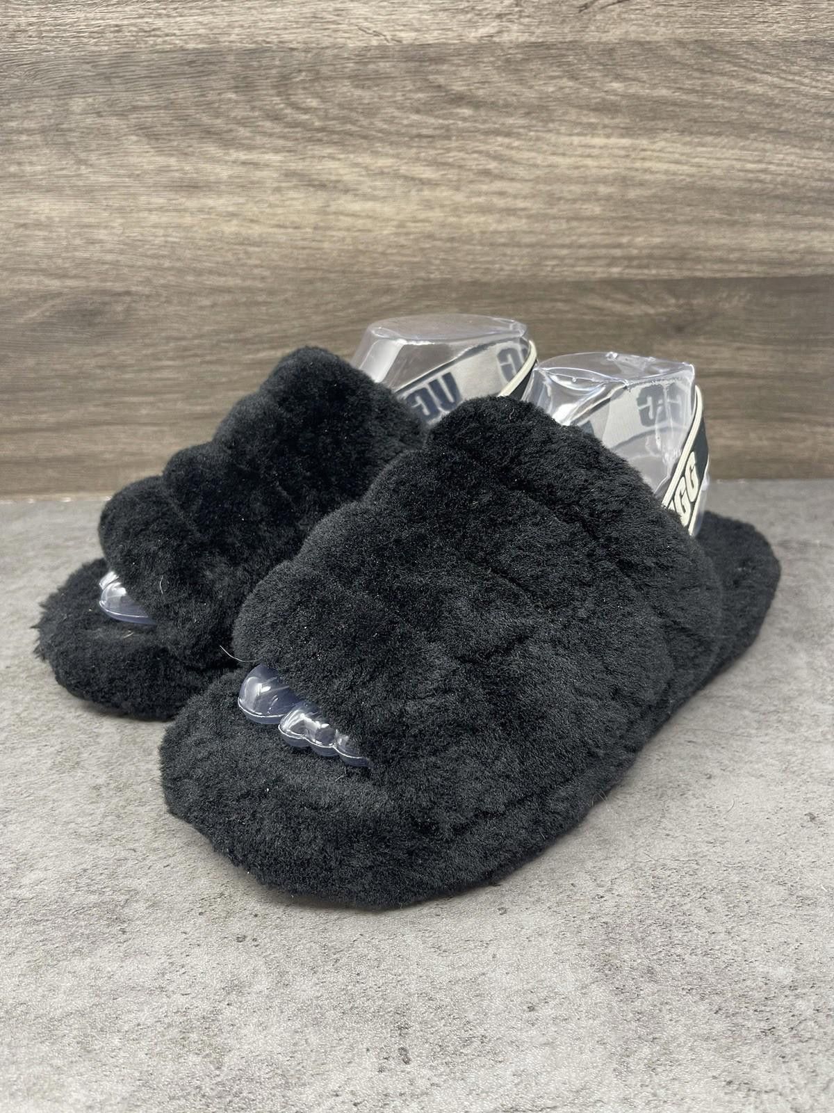 Ugg UGG Fluff Yeah Slide Slippers Womens Size 7 Black Fur Size US 7 / IT 37 - 2 Thumbnail