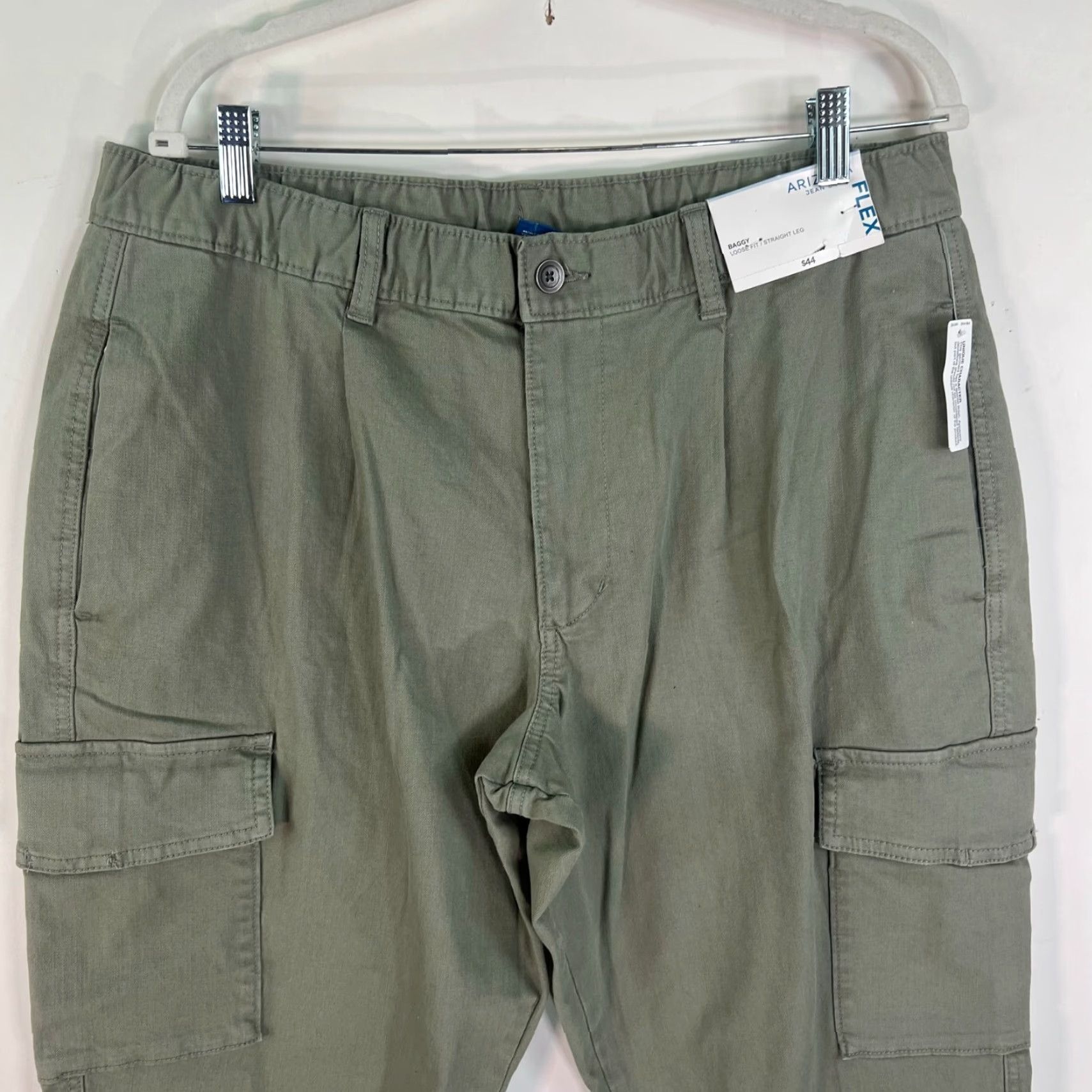Vintage Arizona Cargo Pants Womens Size 34 Canvas Cotton Green Pockets Drawstring 36x27 90s Style Womens Size 24" / US 00 / IT 34 - 2 Thumbnail