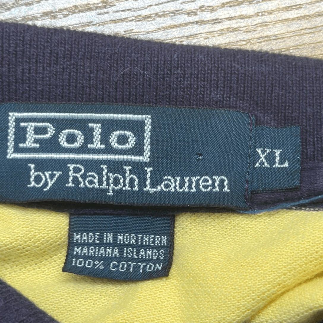 Polo Ralph Lauren VINTAGE Polo Ralph Lauren Polo Shirt XL Striped Black Yellow 100% Cotton Men XL Polo Shirt 100% Cotton Size US XL / EU 56 / 4 - 4 Thumbnail