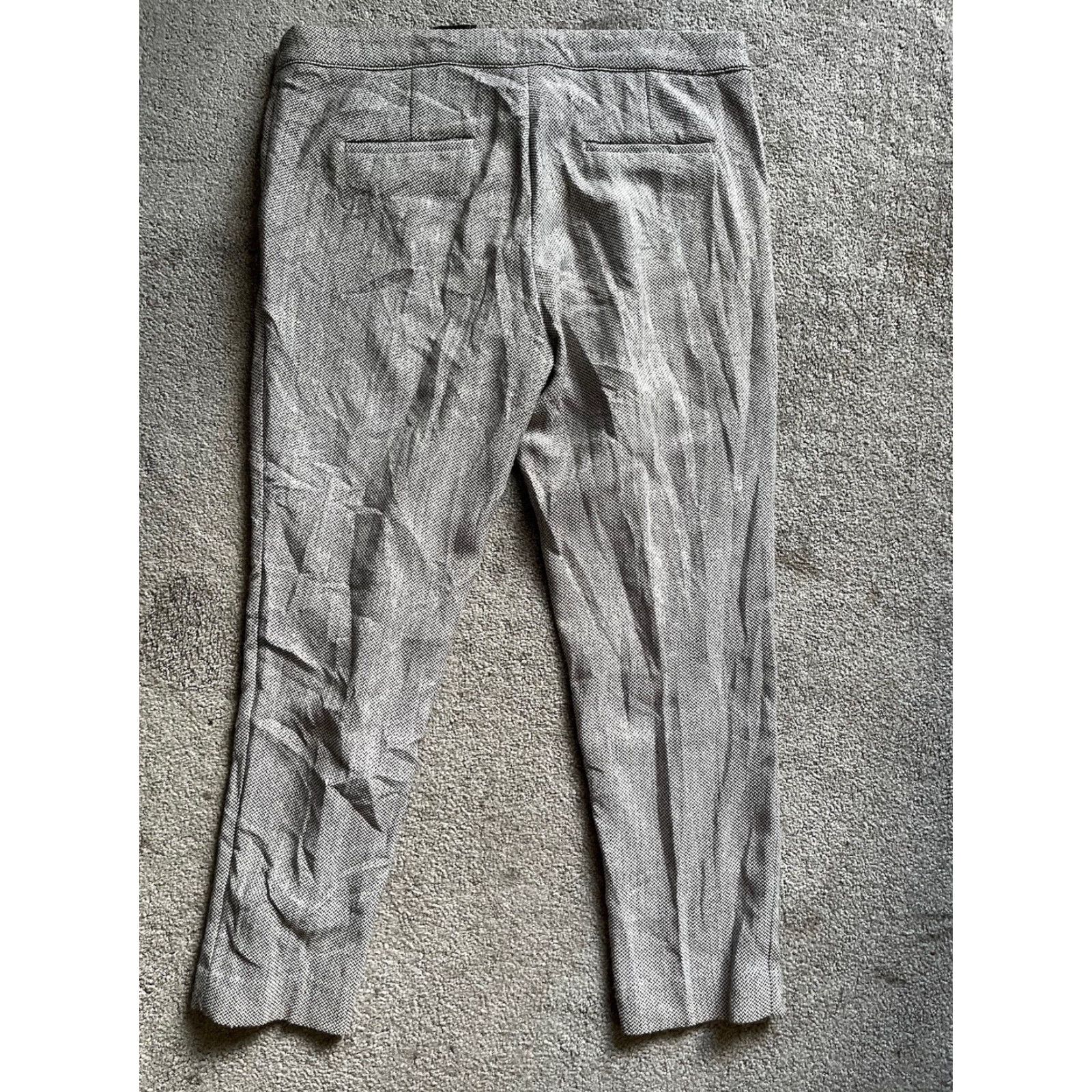 H&M H&M Women's Dress Pants Gray Herringbone Size 12 Flat Front Tapered Polyester Blend Office Casual Womens Size 34" / US 12 / IT 48 - 3 Thumbnail