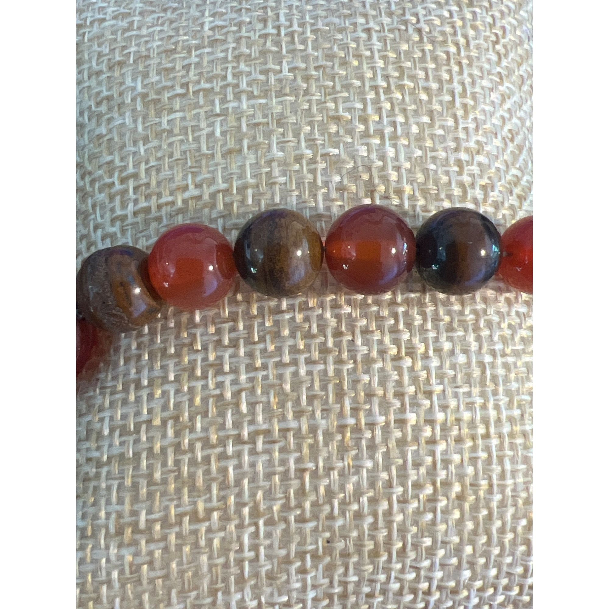 Other Vintage Sterling Silver Red Carnelian Bead Bracelet Center S Size ONE SIZE - 4 Thumbnail