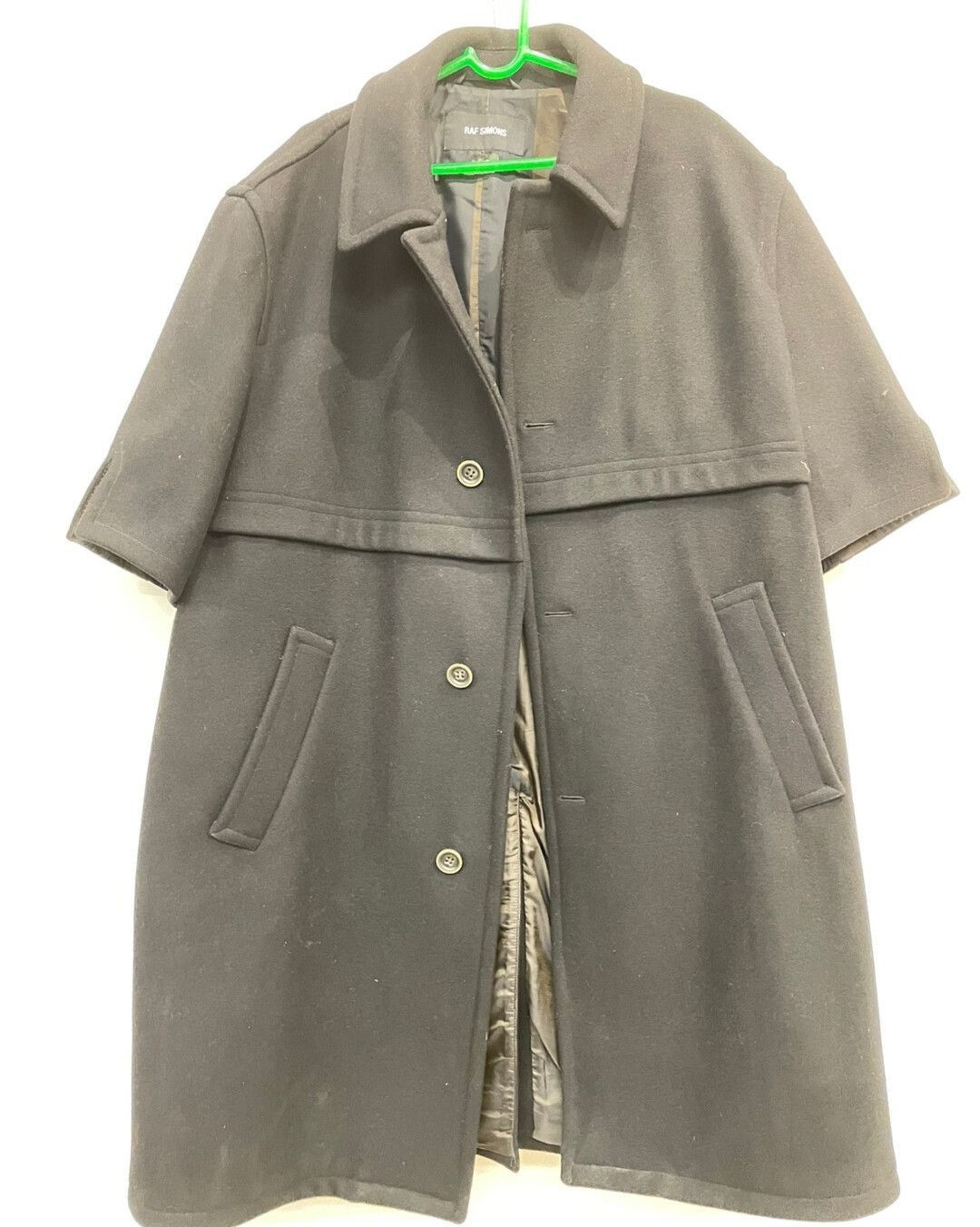 Raf Simons FW16Black Oversized shortsleeved Wool Car Coat