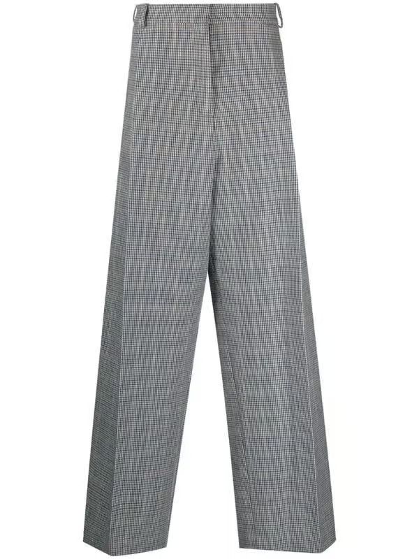 BOTTER Botter Wide Leg Oversized Blue Houndstooth Trousers Size US 32 / EU 48 - 3 Thumbnail