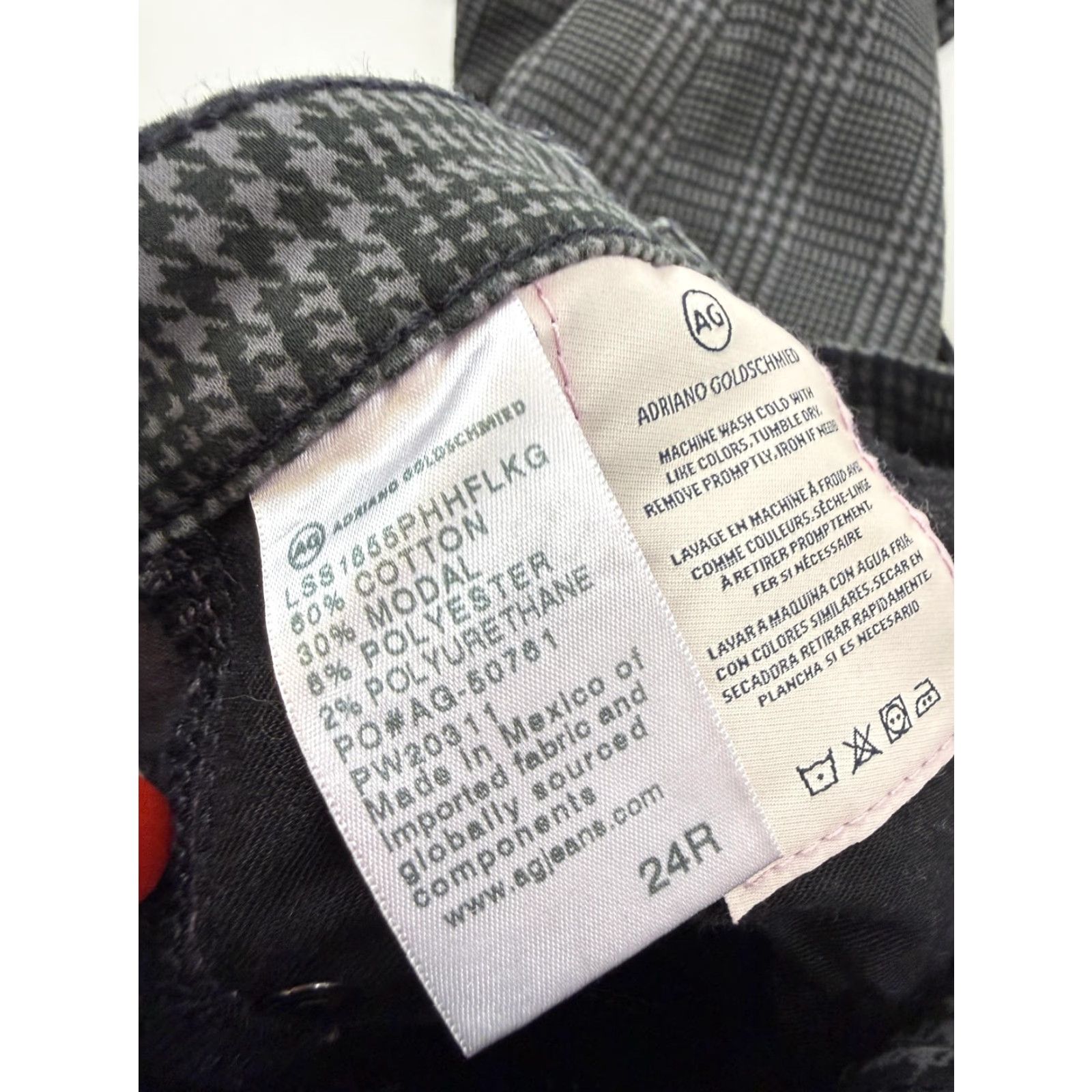 Vintage Adriano Goldschmied Jeans Womens 24R Gray Check Mid Rise Prima Ankle Stretch Jeans Women Gray Check Slim Rise Mid 5-Pocket Denim Casual Everyday Size 42" / US 20 - 7 Thumbnail