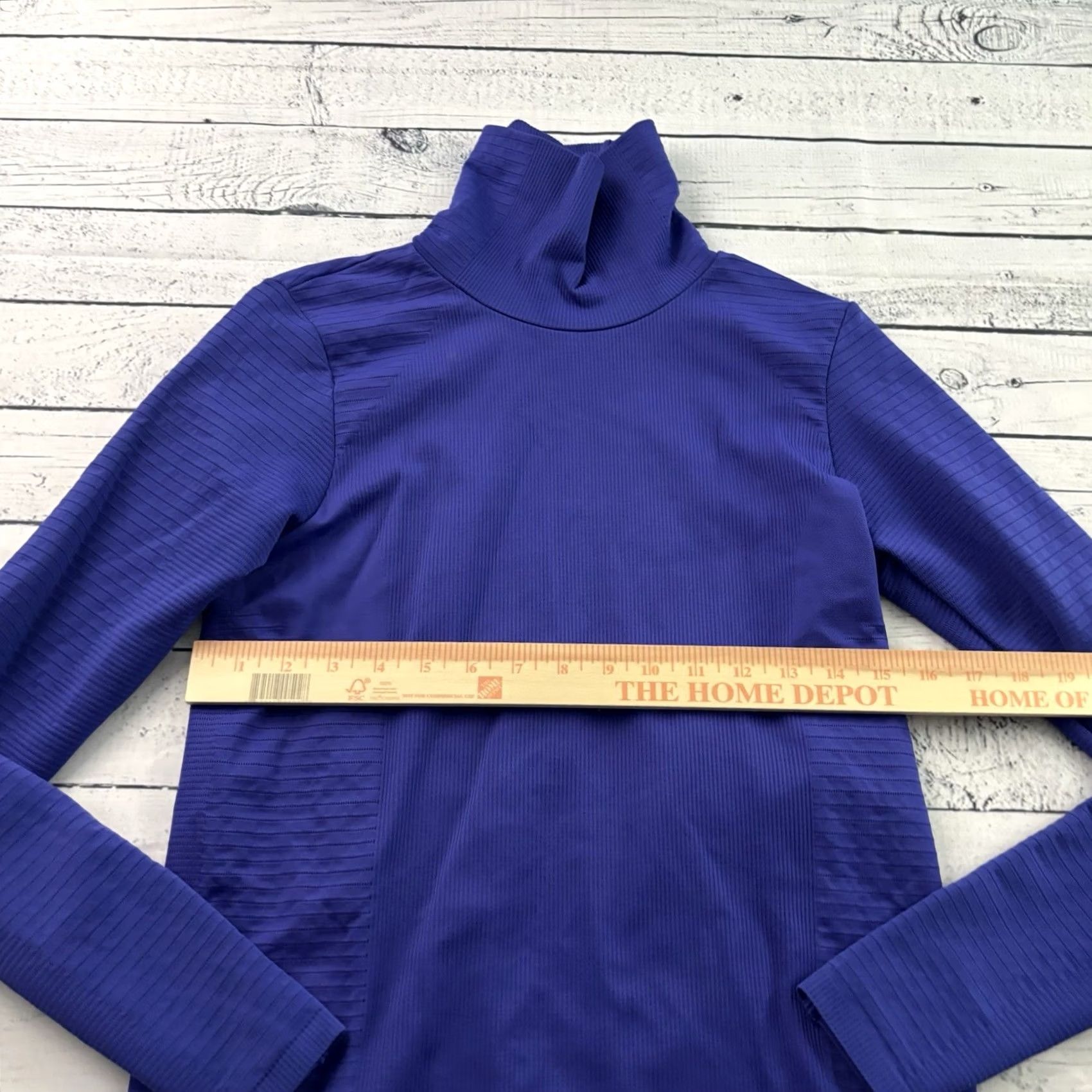 Athleta Athleta Flurry Blizzard Rib Turtleneck Noble Blue Purple Seamless Women's Med T-Shirt Activewear Size ONE SIZE - 3 Thumbnail