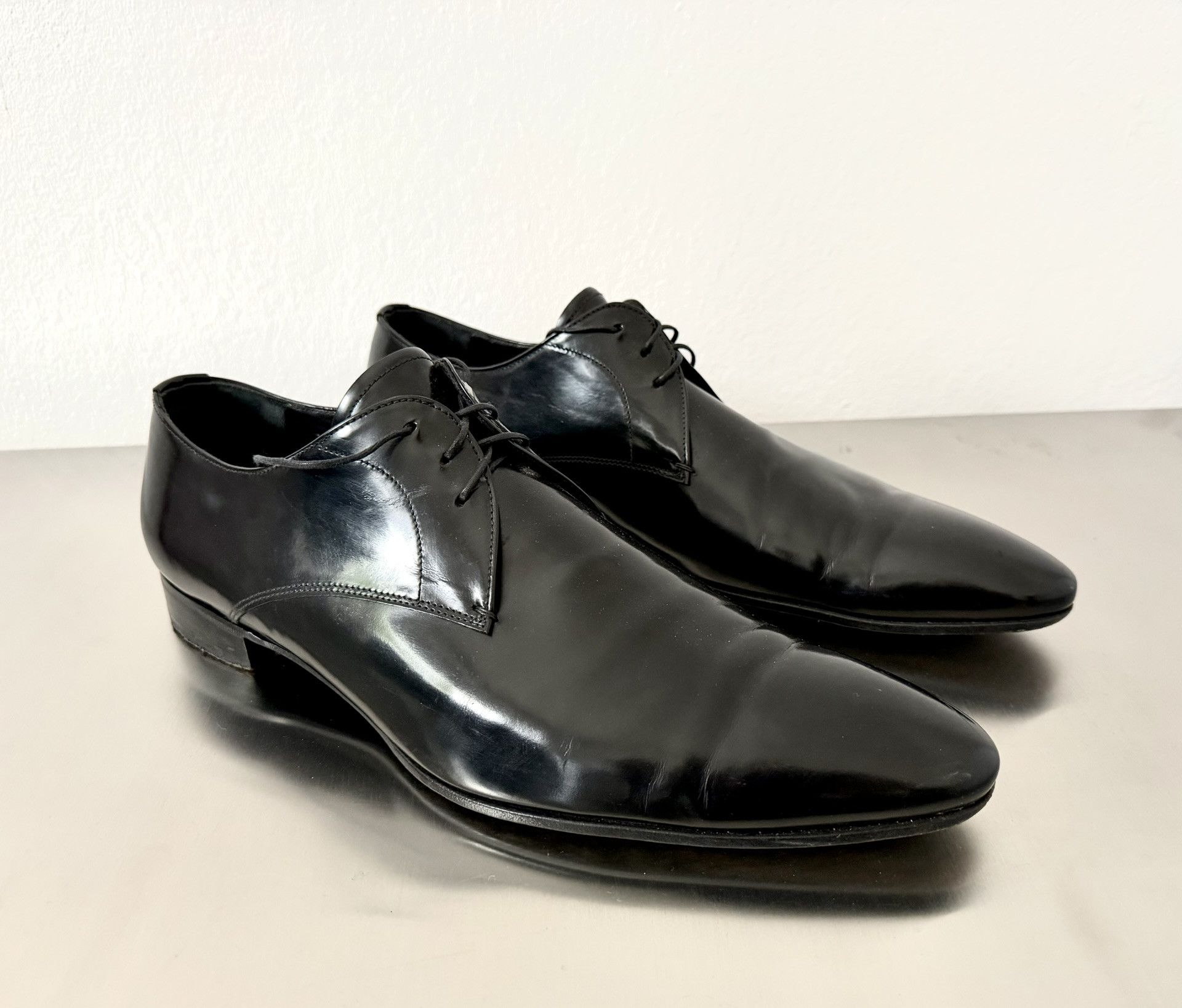 Prada Prada Black Leather Derby Shoes EU44 Made in Italy Size US 11 / EU 44 - 1 Thumbnail