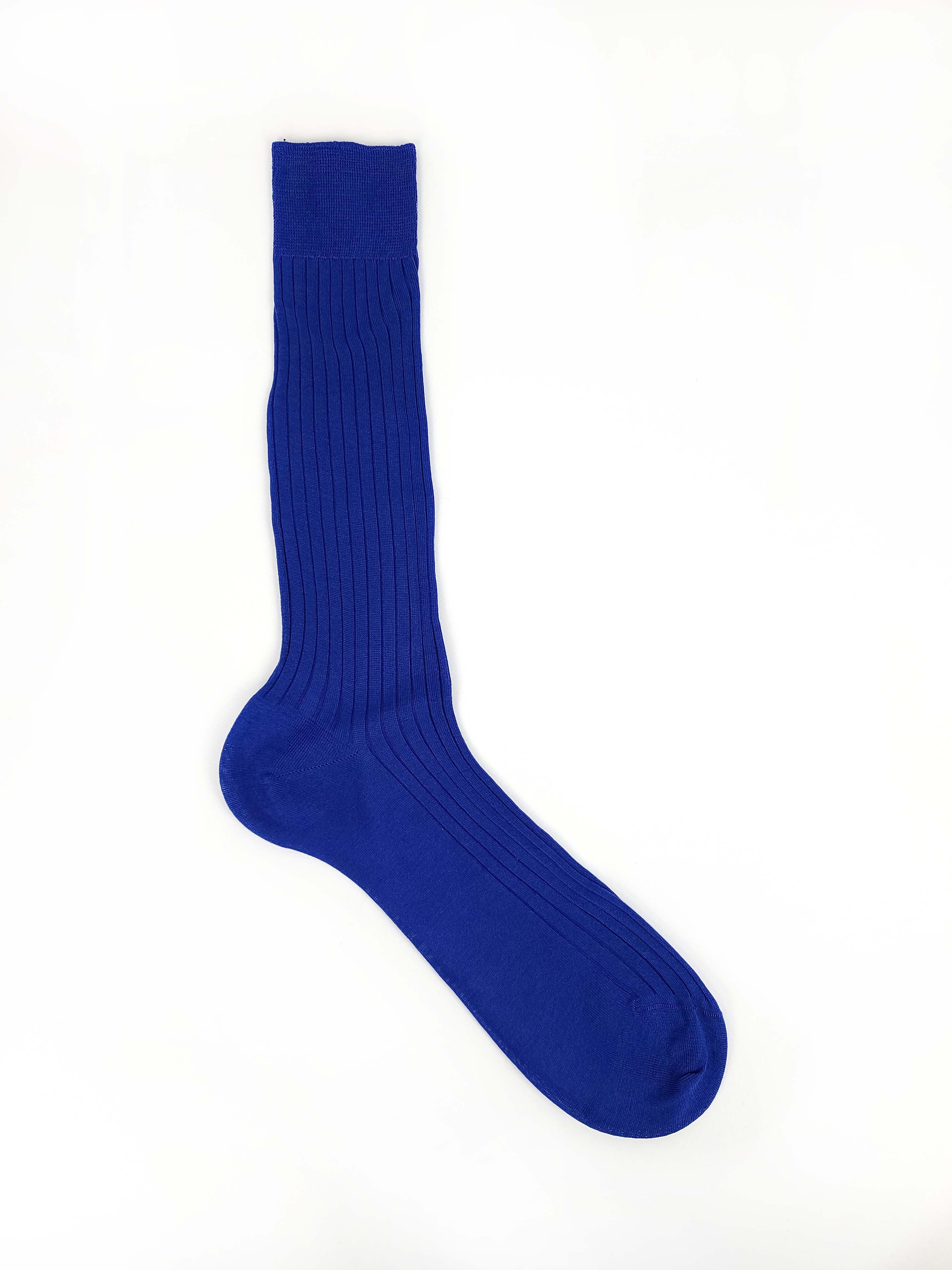 Blue Ribbed Knit Cotton Socks