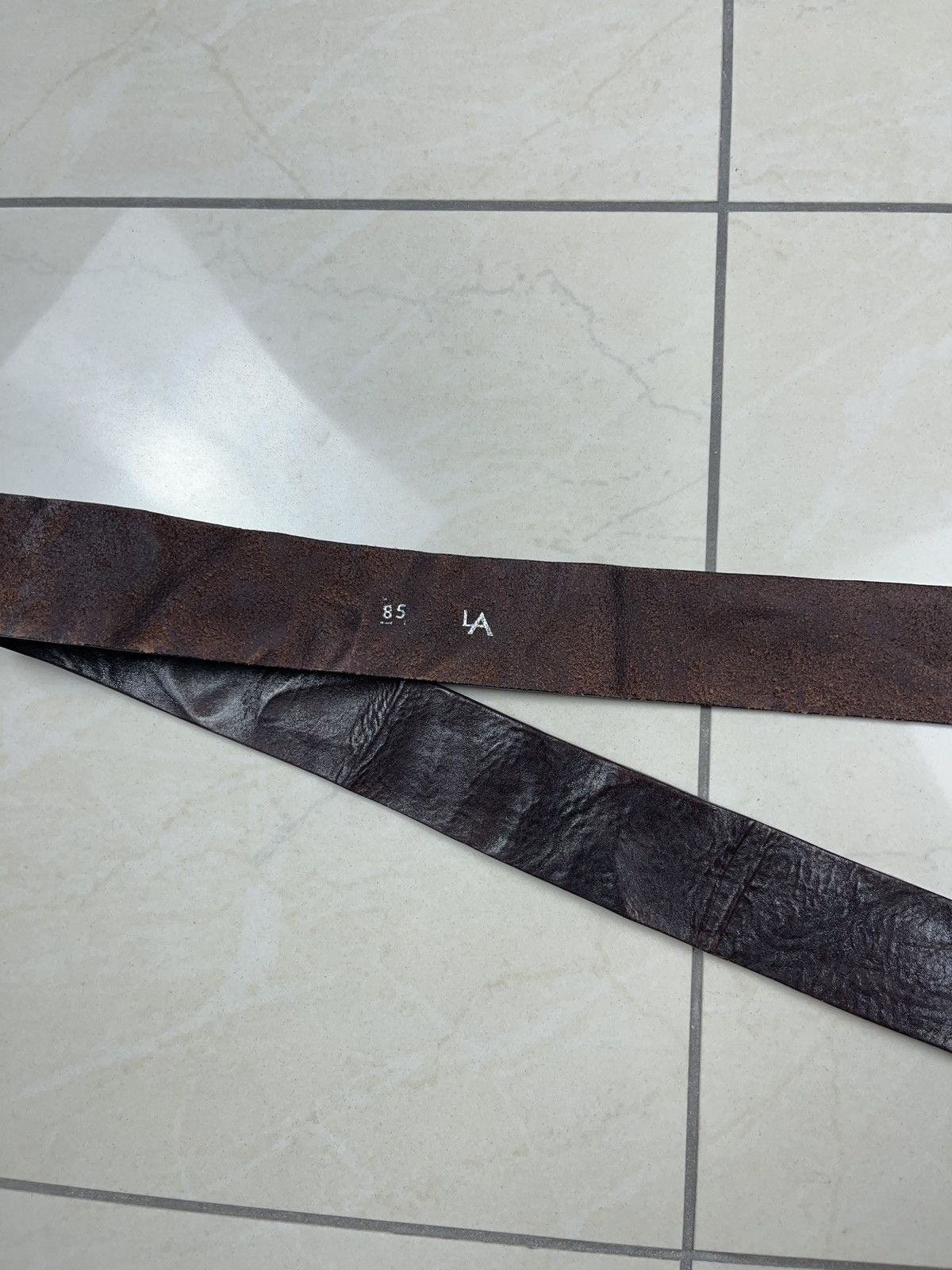 Genuine Leather × Vintage ➕ vintage genuine leather oversize buckle brown belt Size ONE SIZE - 3 Thumbnail