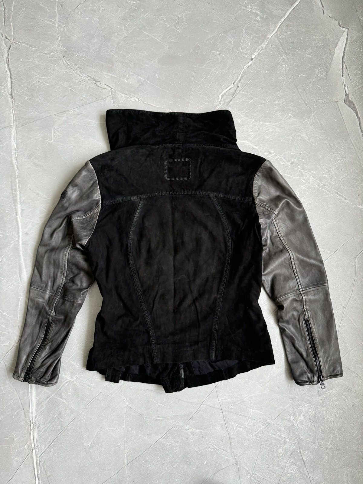 tigha Tigha High Neck Asymmetrical Leather Jacket Rick Owens Style Size L / US 10 / IT 46 - 2 Thumbnail