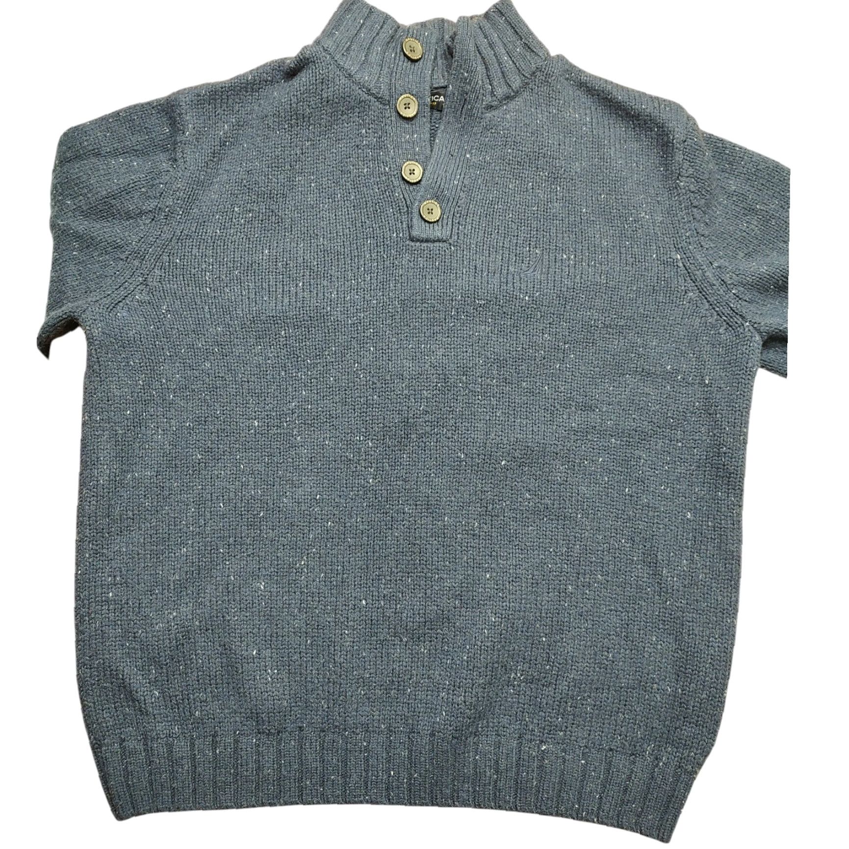 Nautica Nautica Mens Navy Button Mock Neck Wool Blend Sweater XL Blue Classic Pullover Winter Fall Spring Size US XL / EU 56 / 4 - 2 Thumbnail