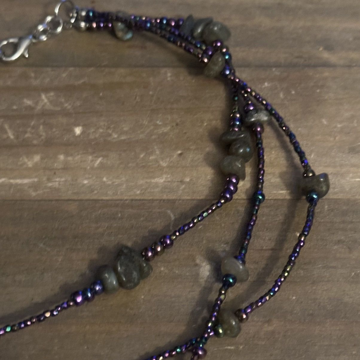 Other Multi strand purple iridescent and olive agate bead necklace Size ONE SIZE - 2 Thumbnail