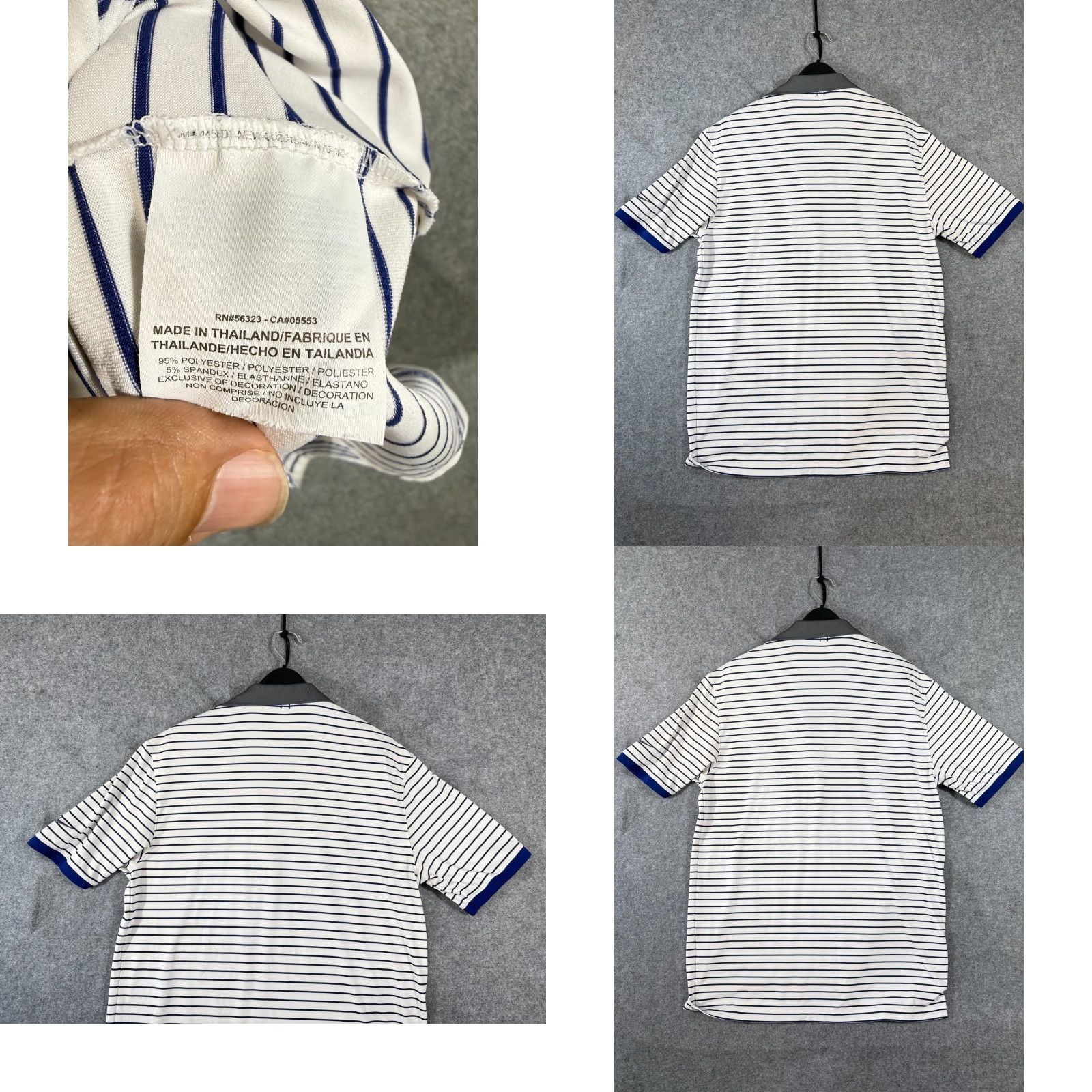 Nike Nike Golf Polo Shirt Mens M White Blue Striped Standard Fit Stretch Performance Short Sleeve Size US M / EU 48-50 / 2 - 8 Thumbnail