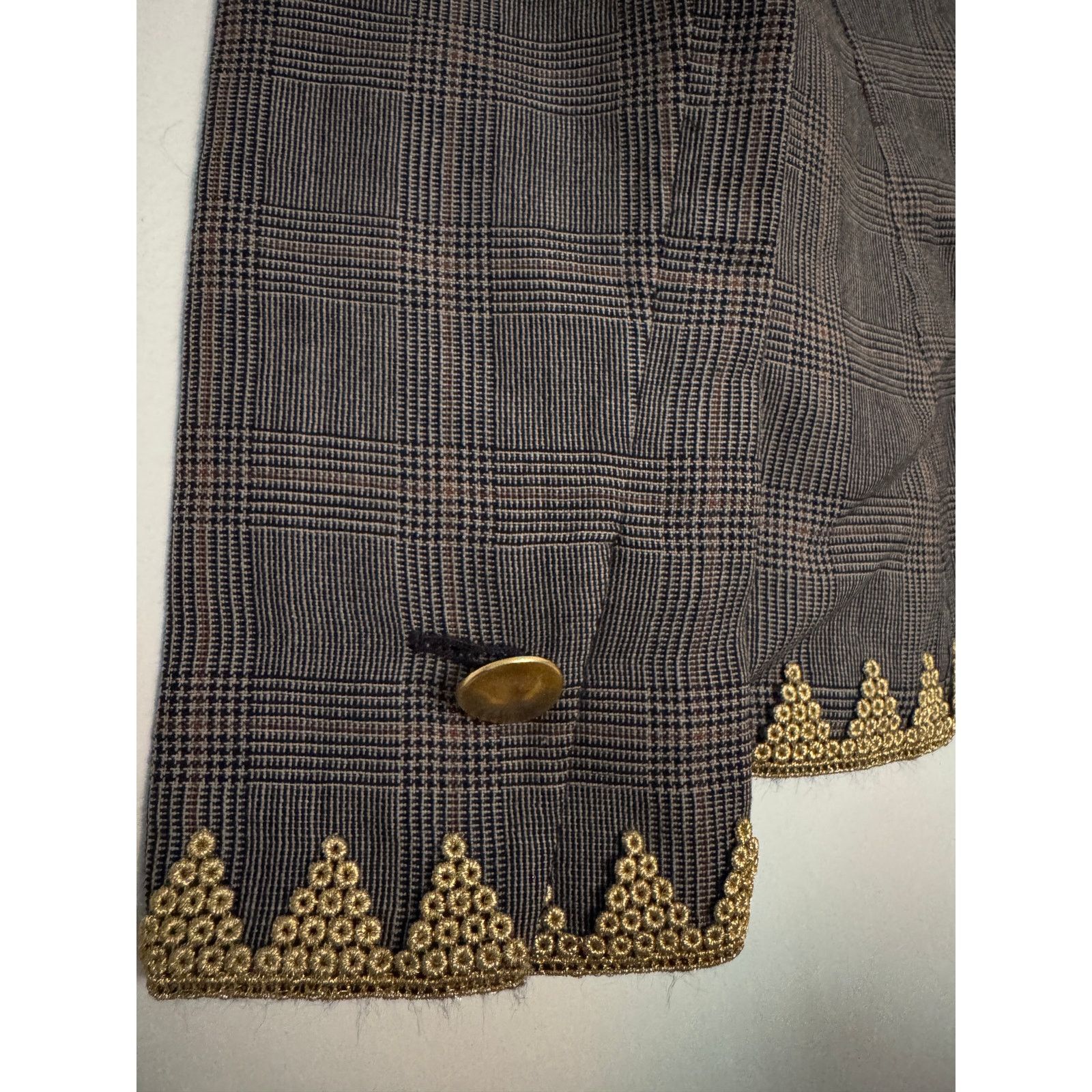 Ports 1961 Ports 1961 Gold-Embroidered Glen Plaid Blazer Size S / US 4 / IT 40 - 8 Thumbnail