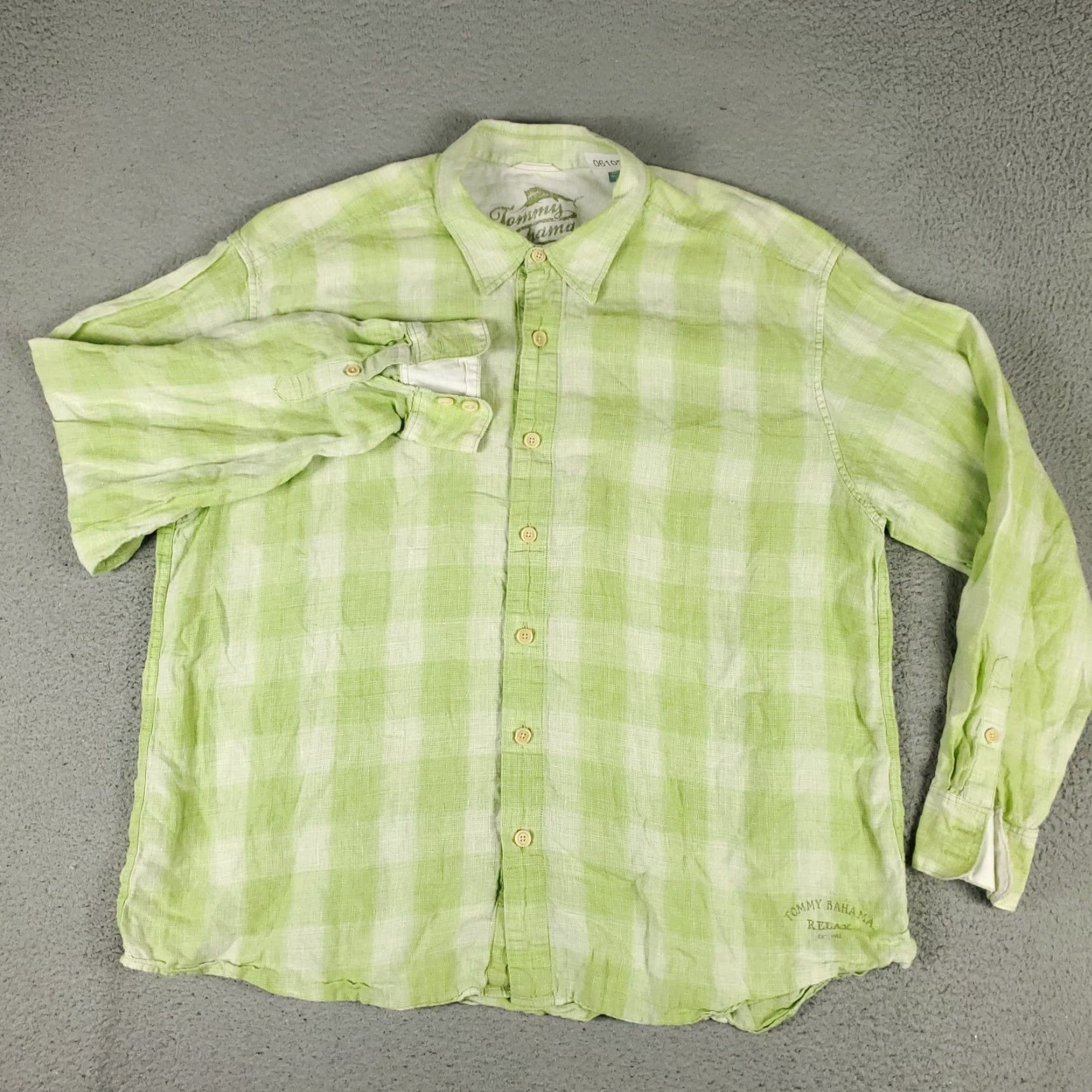 Tommy Bahama Tommy Bahama Shirt Mens 2XL Green Check Linen Button-Up Long Sleeve Shirt - Casual, Beach, Modern, Classic, Summer Mens 2XL Green Size US XXL / EU 58 / 5 - 2 Thumbnail
