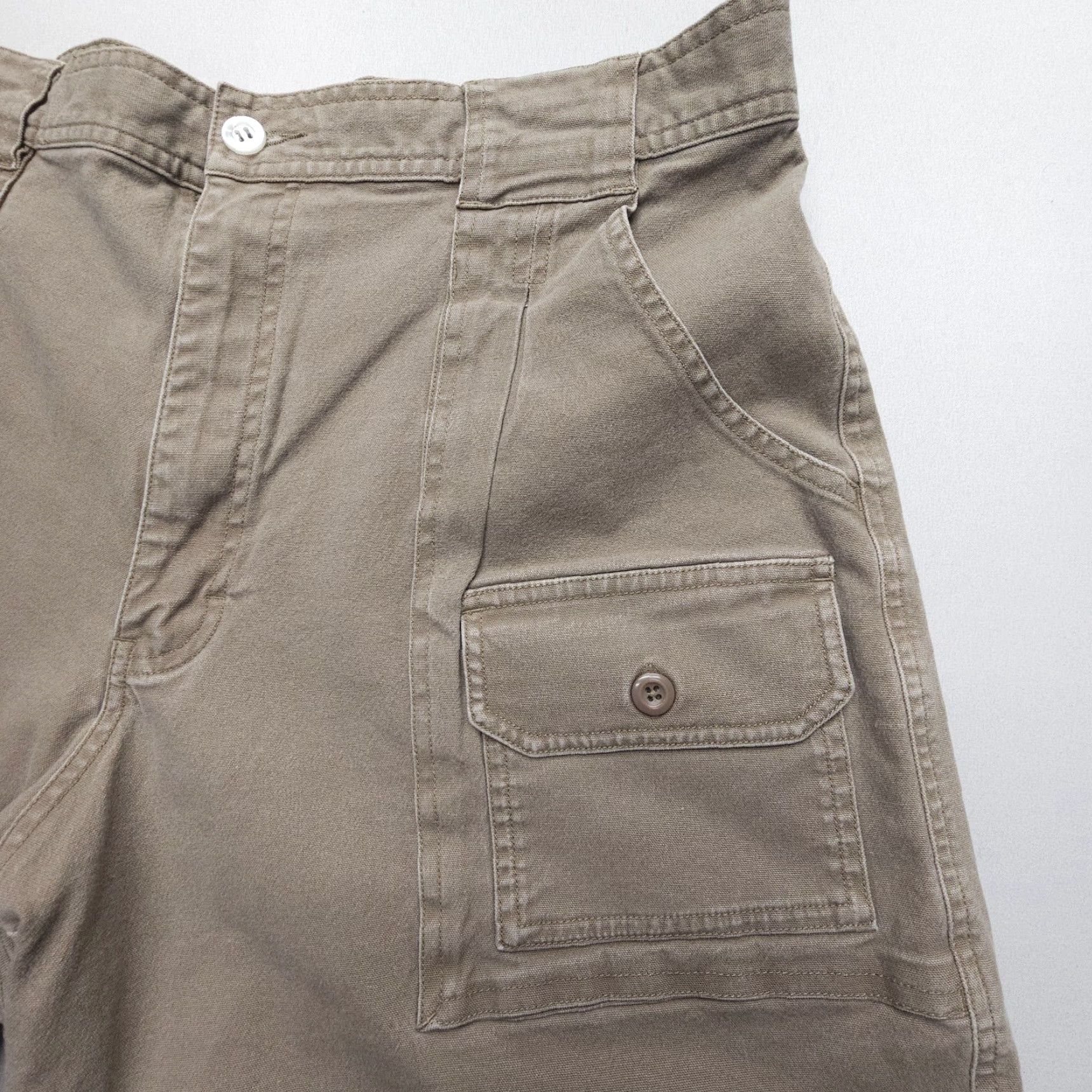 Vintage Cabela's Canvas Mini Cargo Shorts Size 16 Khaki High Rise Pleated Safari Hunting Size 38" / US 16 / IT 52 - 4 Thumbnail