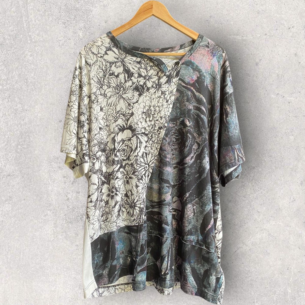 Yohji Yamamoto SS23 Ground Y Rayon Blend Rose Cut And Sew Oversize Tee Size US L / EU 52-54 / 3 - 1 Thumbnail