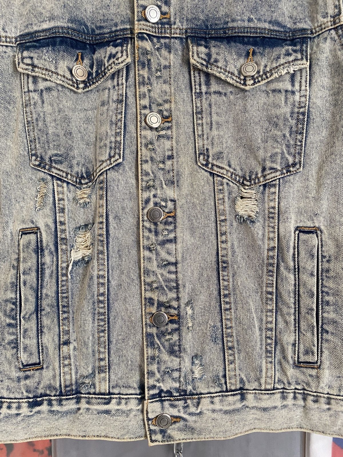 Bershka Vintage Distressed Trash Berska Denim Jacket like Amiri Size US M / EU 48-50 / 2 - 7 Thumbnail