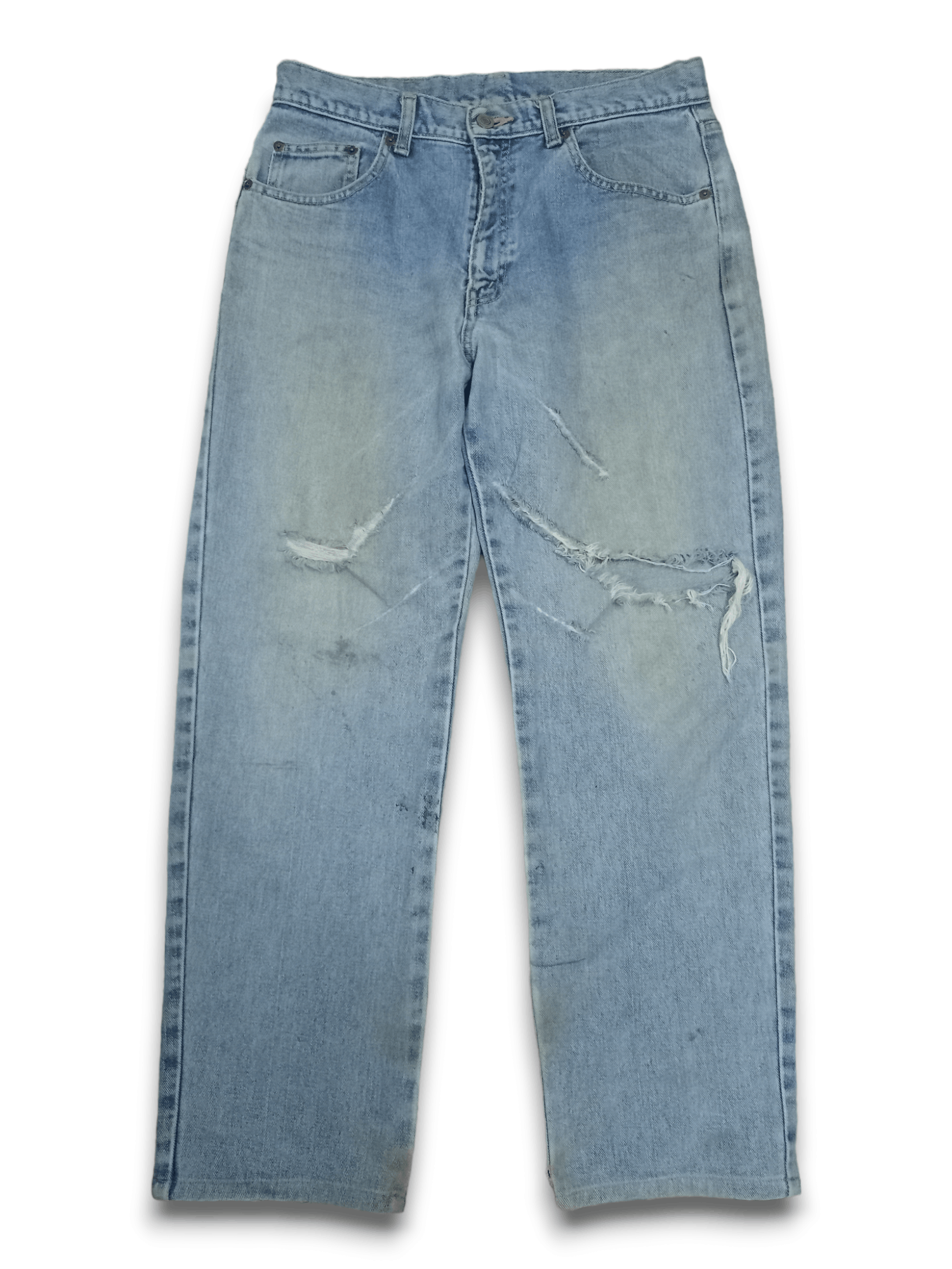 Japanese Brand Vintage Japanese Brand Blue Wash Distressed Loose Jeans Size US 30 / EU 46 - 1 Thumbnail