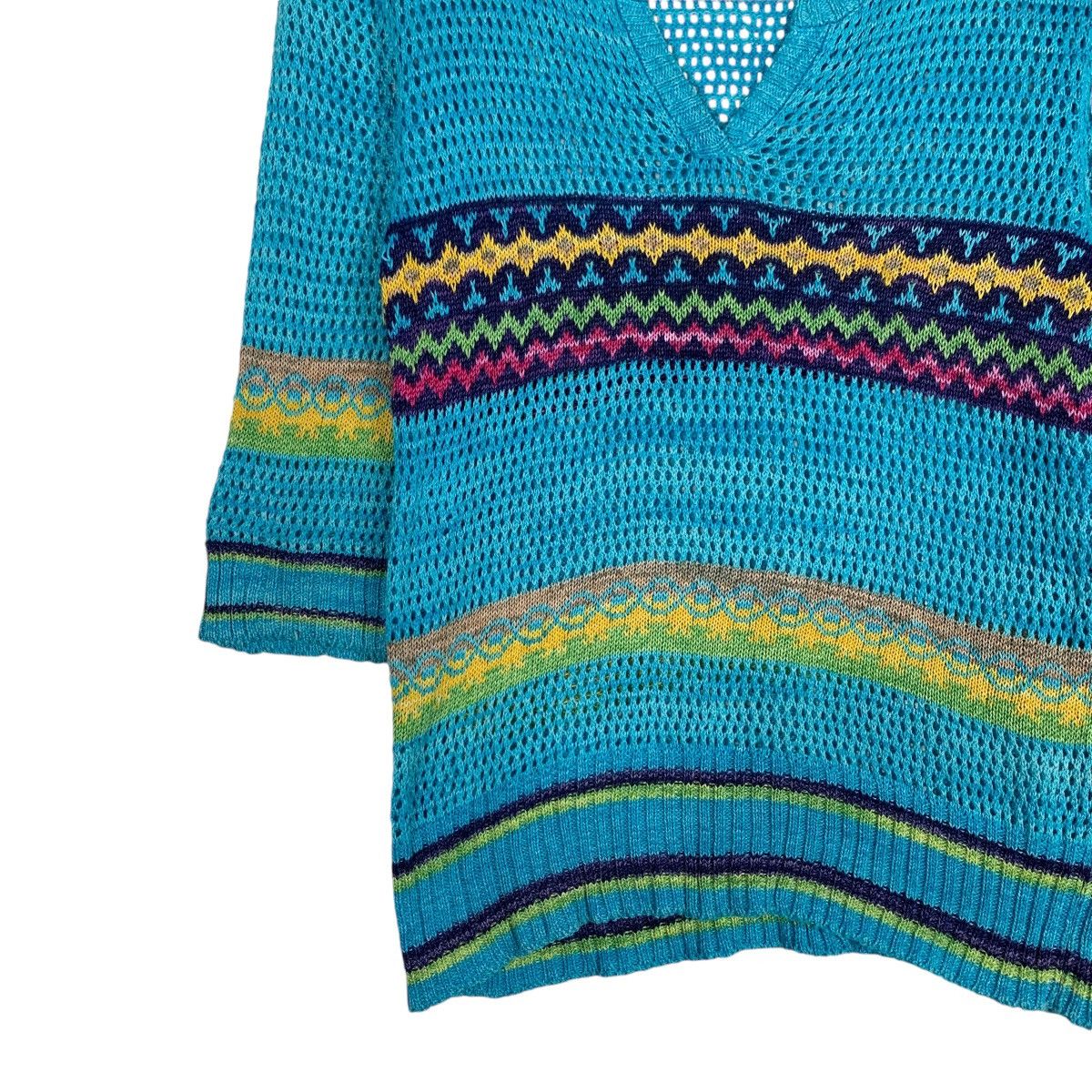 Handmade MORIOKA SACHIKO 3q Sleeve Mesh Knitwear Handmade #1222-C55 Size US M / EU 48-50 / 2 - 3 Thumbnail