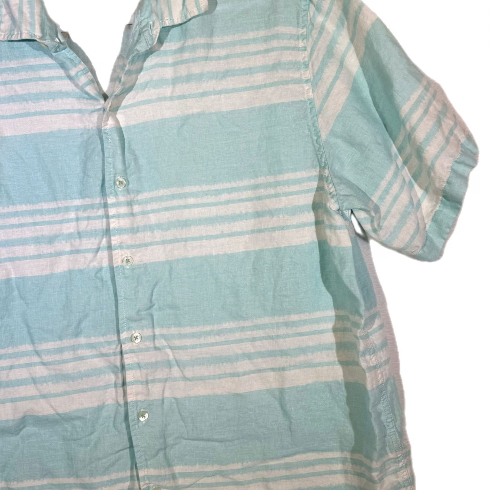 Vintage Caribbean XL Light Blue Striped Linen Hawaiian Shirt – 100% Linen, Button-Up, Short Sleeve, Casual Beachwear, Men’s Size US XL / EU 56 / 4 - 5 Thumbnail