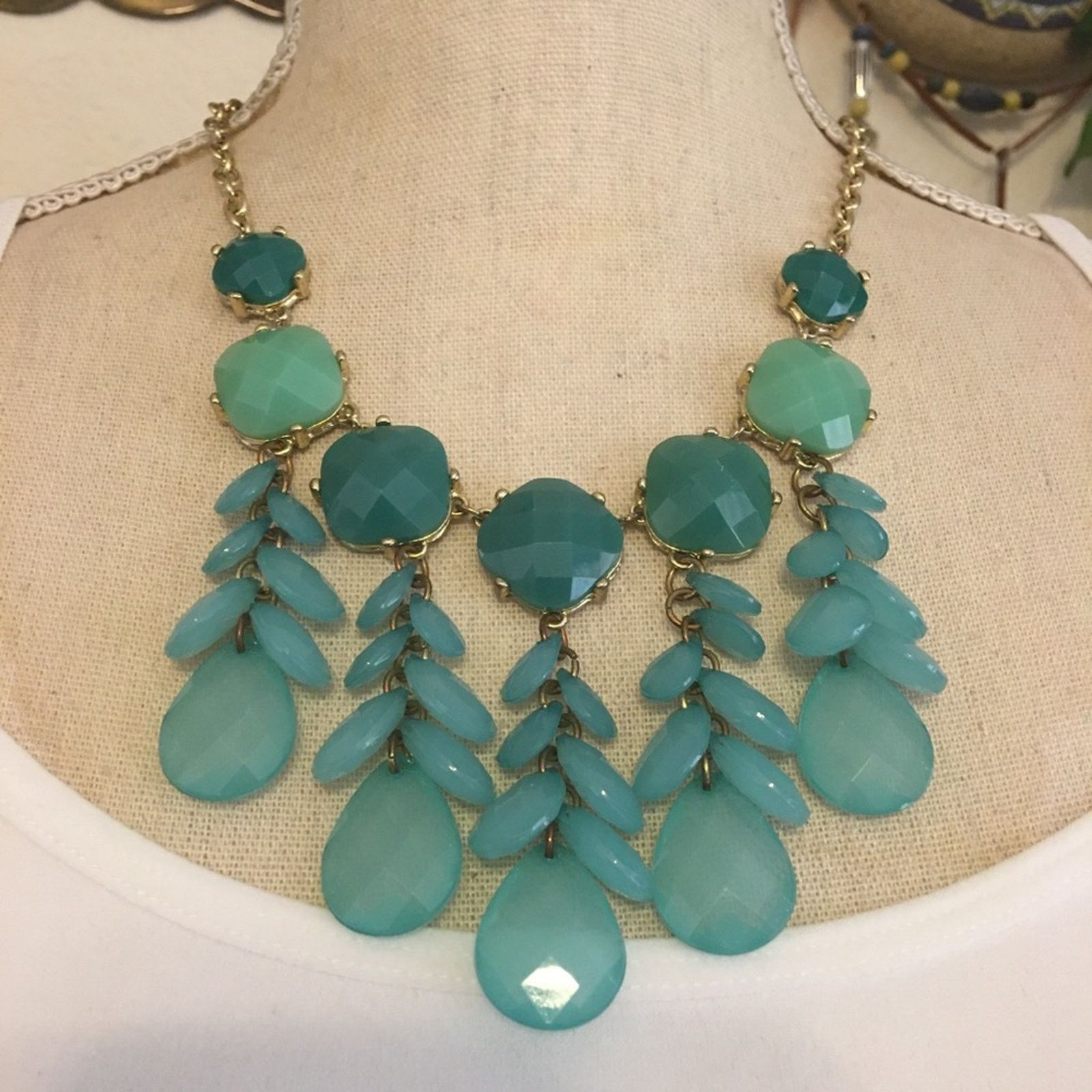 Jewelry Ocean tone faceted chandelier style necklace Size ONE SIZE - 1 Thumbnail